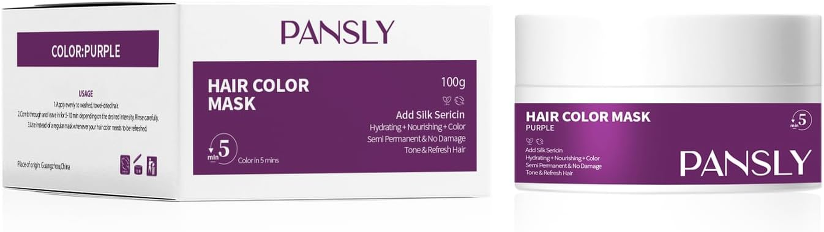 Purple Hair Color Mask, Nourishing Hair Dye, 100G image number 4