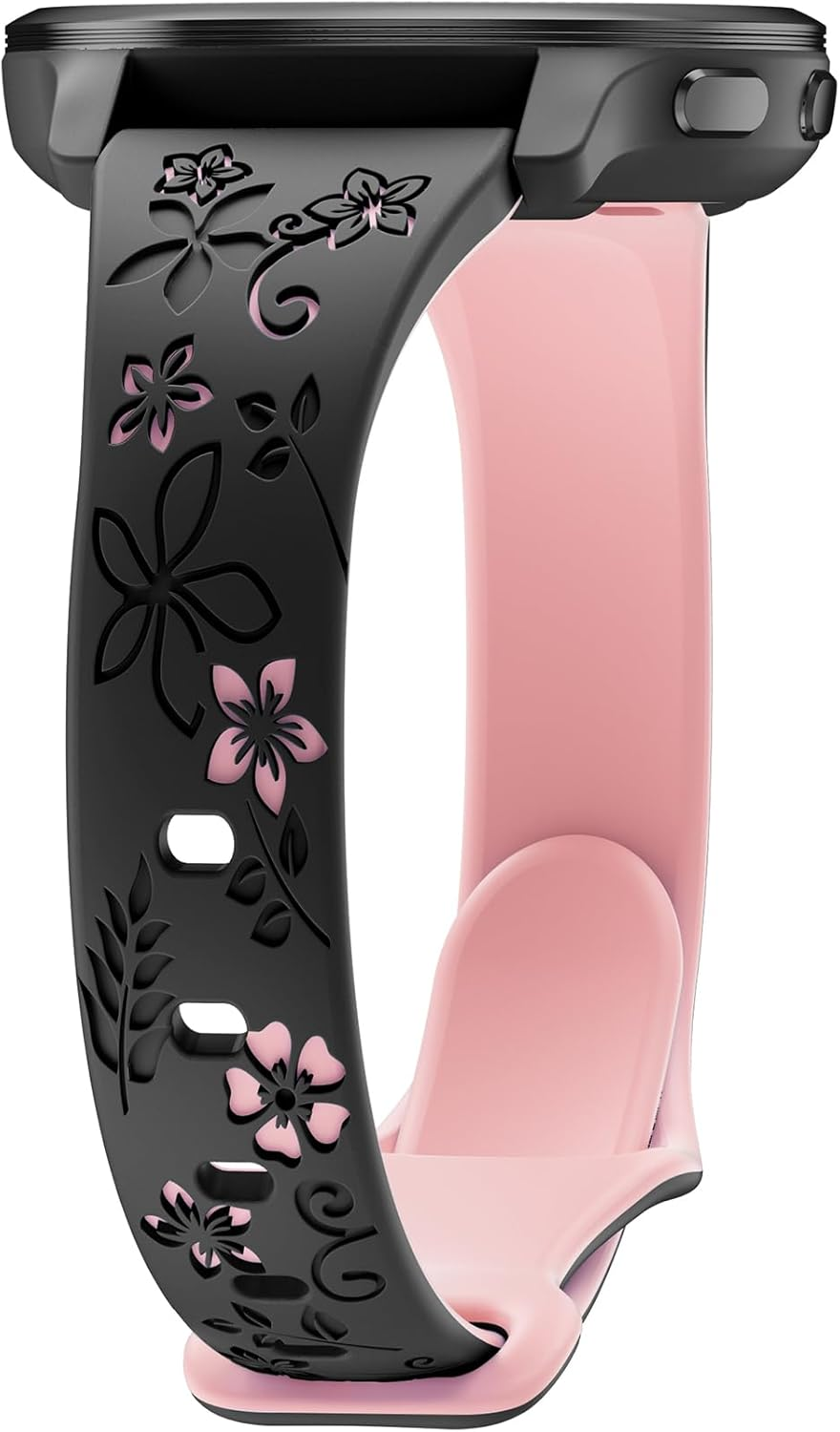 18Mm Floral Engraved Slim Band Compatible with Garmin Venu 3S/Venu 2S/Vivoactive 4S/Vivomove 3S/Venu 4 41Mm/Forerunner 255S/Forerunner 265S,Soft Silicone Cute Embossed Flower Strap for Men