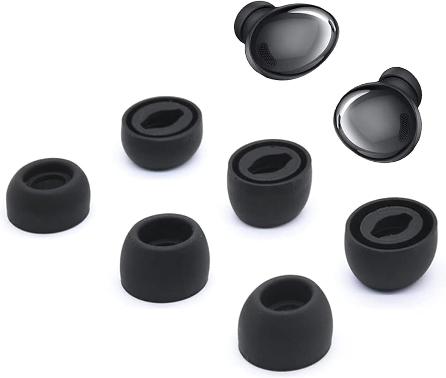 Adhiper Silicone Eartips Replacement Buds Pro Earbuds Earmuffs Compatible for Samsung Galaxy Buds Pro Earplugs-Fit in the Charging Case, Noise-Reducing Non-Slip Silicone Earplugs with Filter (Black) image number 3