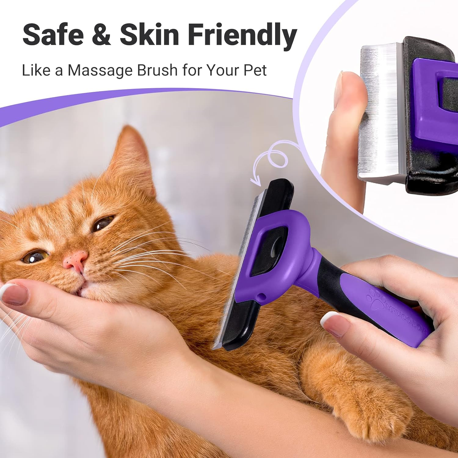 MIU COLOR Pet Grooming Brush, Deshedding Tool for Dogs & Cats, Effectively Reduces Shedding by up to 95% for Short Medium and Long Pet Hair, Purple image number 4
