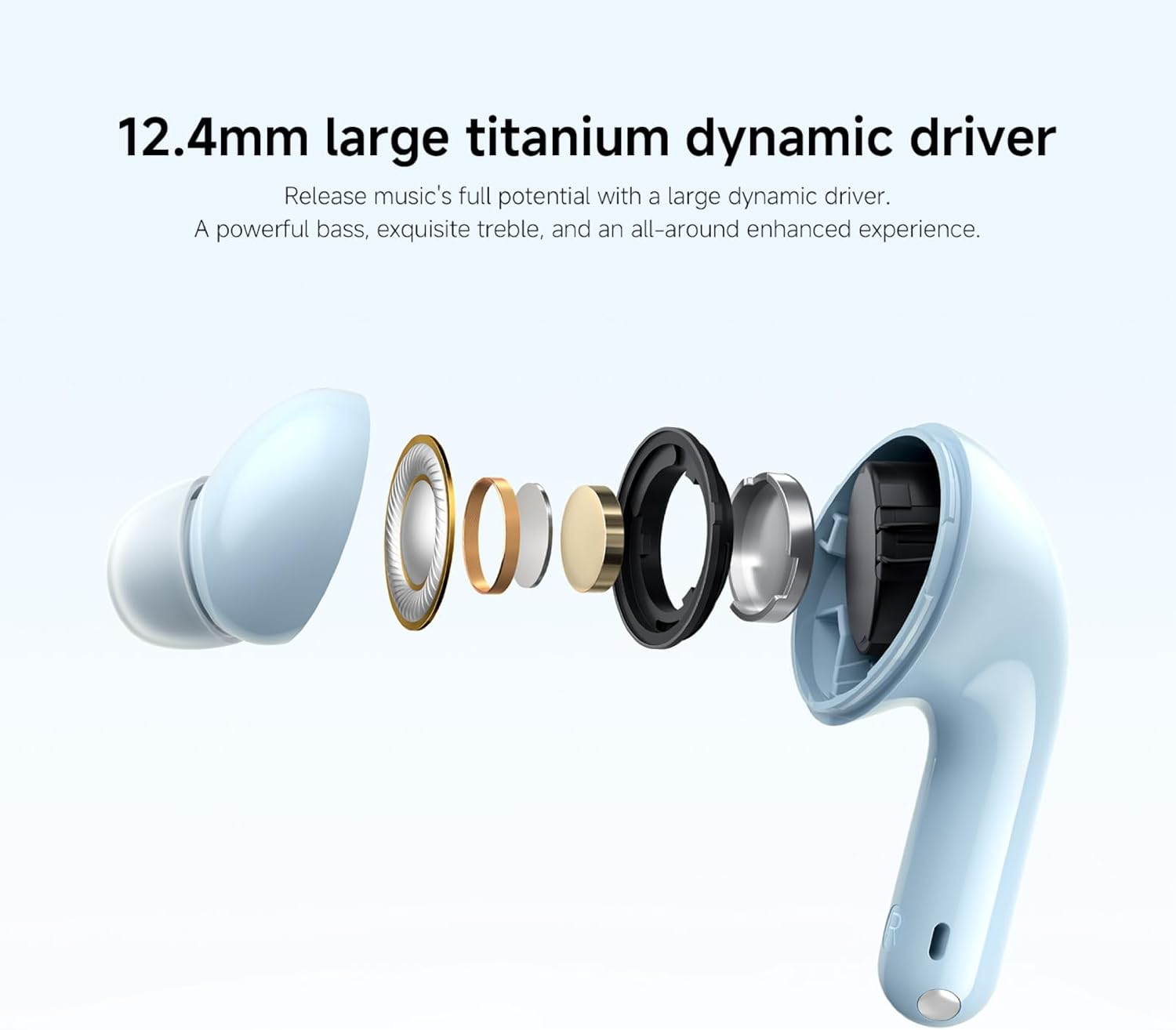 Xiaomi Redmi Buds 6 Lite Hybrid ANC Wireless Earbuds, Active Noise Cancellation up to 40 Db, 38 Hours Music Playback, Custom EQ Mode, Google Fast Pair Compatible, Fast Charging, Blue image number 4