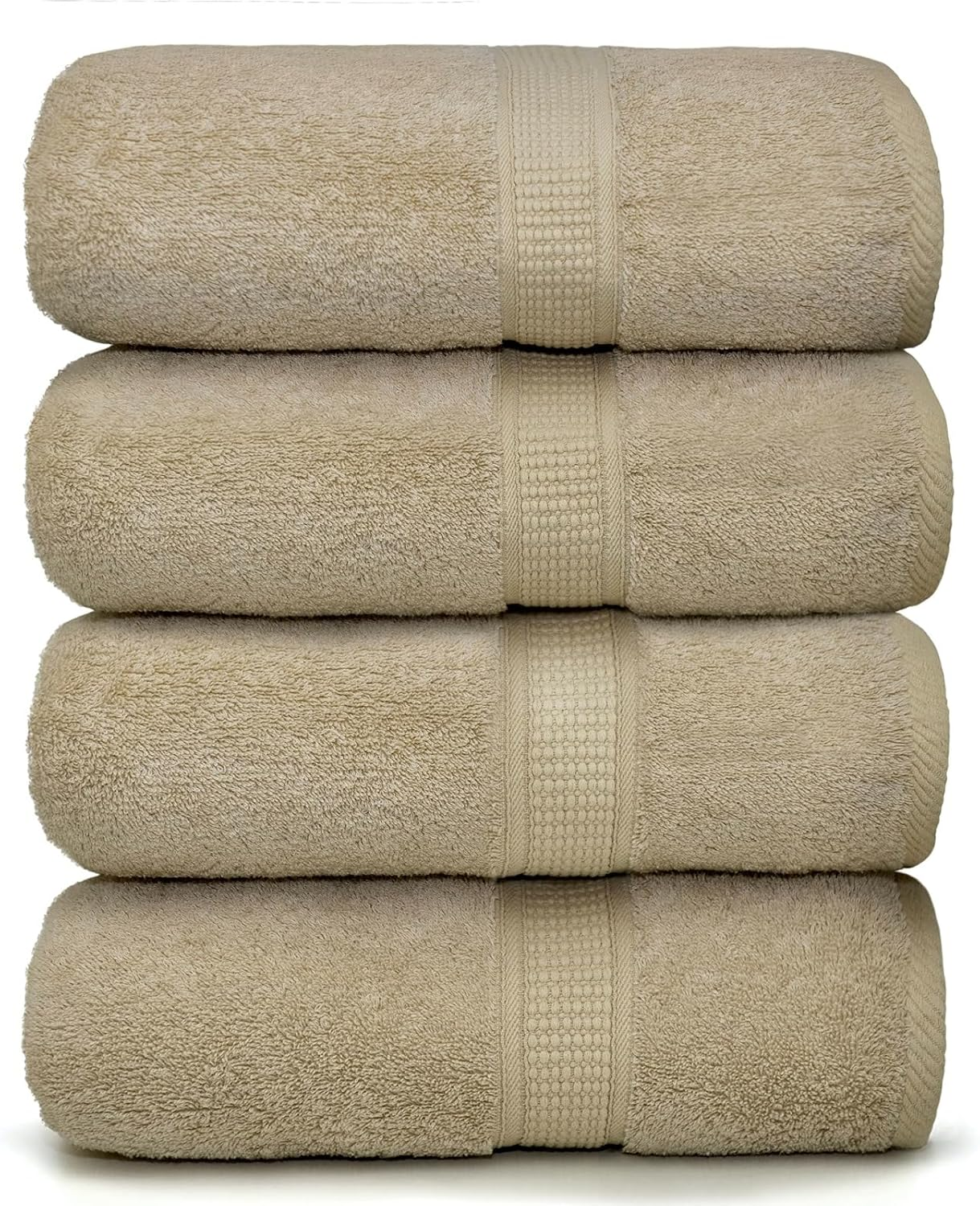 Premium Bamboo Cotton Bath Towels - Natural, Ultra Absorbent and Eco-Friendly 80Cm X 130Cm (Grey) (4 Piece Set)