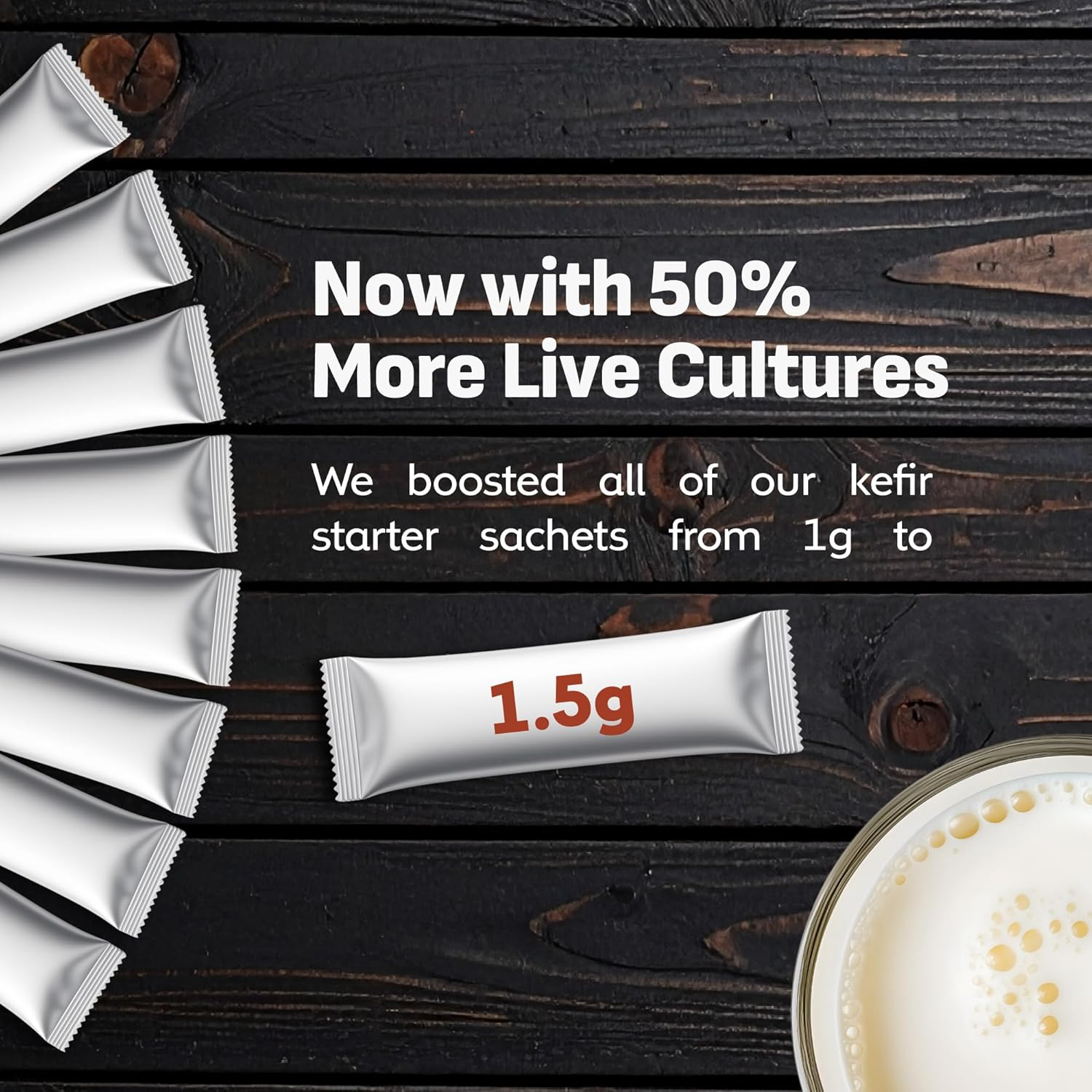 Coolinario L Reuteri Kefir Starter Culture (10-Pack, 1.5G Sachets) Live Kefir Cultures with Lactobacillus Reuteri Probiotics | Creamy & Tangy | Non-Gmo, No Preservatives, Gluten Free image number 2