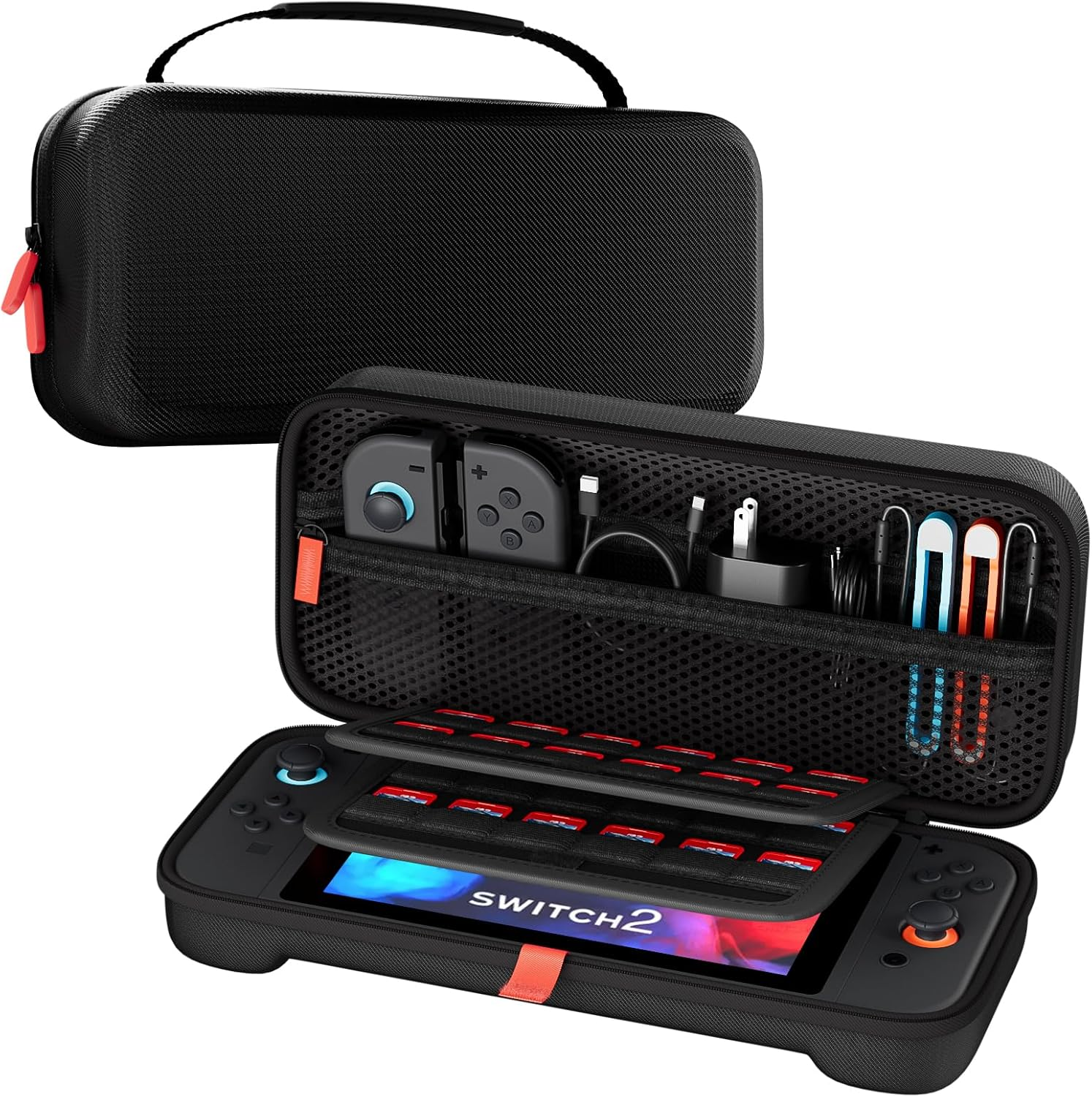 Procase Carrying Case for Nintendo Switch 2 (2025) with 24 Game Card Slots, Hard Portable Travel Case Storage Bag Protective Pounch for 2025 Nintendo Switch 2 Console and Accessories -Black