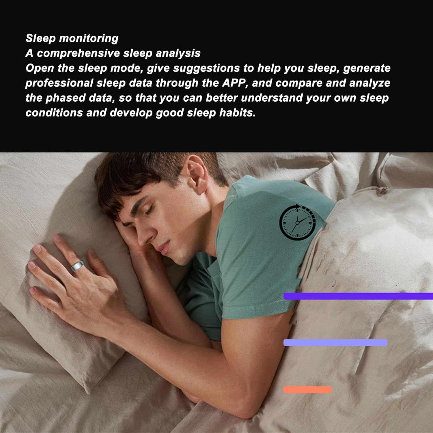 Smart Ring Health Tracker for Men and Women, BT 5.1 NFC Sleep Body Temperature Monitoring Step Counter, IP68 Smart Ring for Video Scrolling Book Page Flipping (Gold)