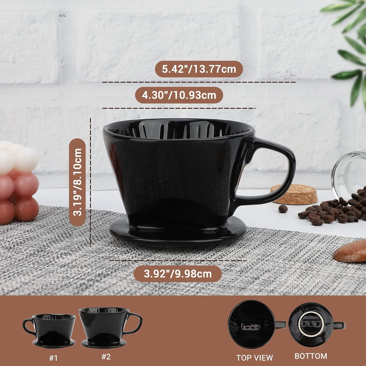 Segarty Pour over Coffee Dripper Filter Cup #2 Black - Black, Silicone image number 5