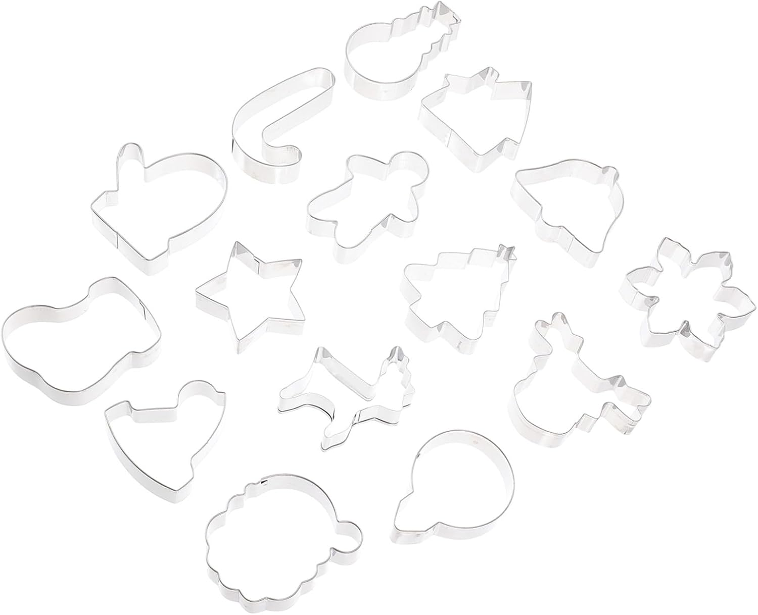 Christmas Cookie Mold Biscuit Cutter Set 15Pcs Stainless Steel Baking Accessories DIY Holiday Kitchen Gadget for Xmas Cookies