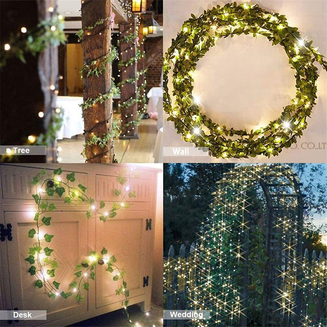 168 FT Artificial Ivy 24 Pack Ivy Vine Garland Ivy Leaves Greenery Garlands Hanging with 400 LED String Light Fake Leaf Plants Faux Green Flowers Decor for Home Kitchen Garden Office Wedding Wall image number 5