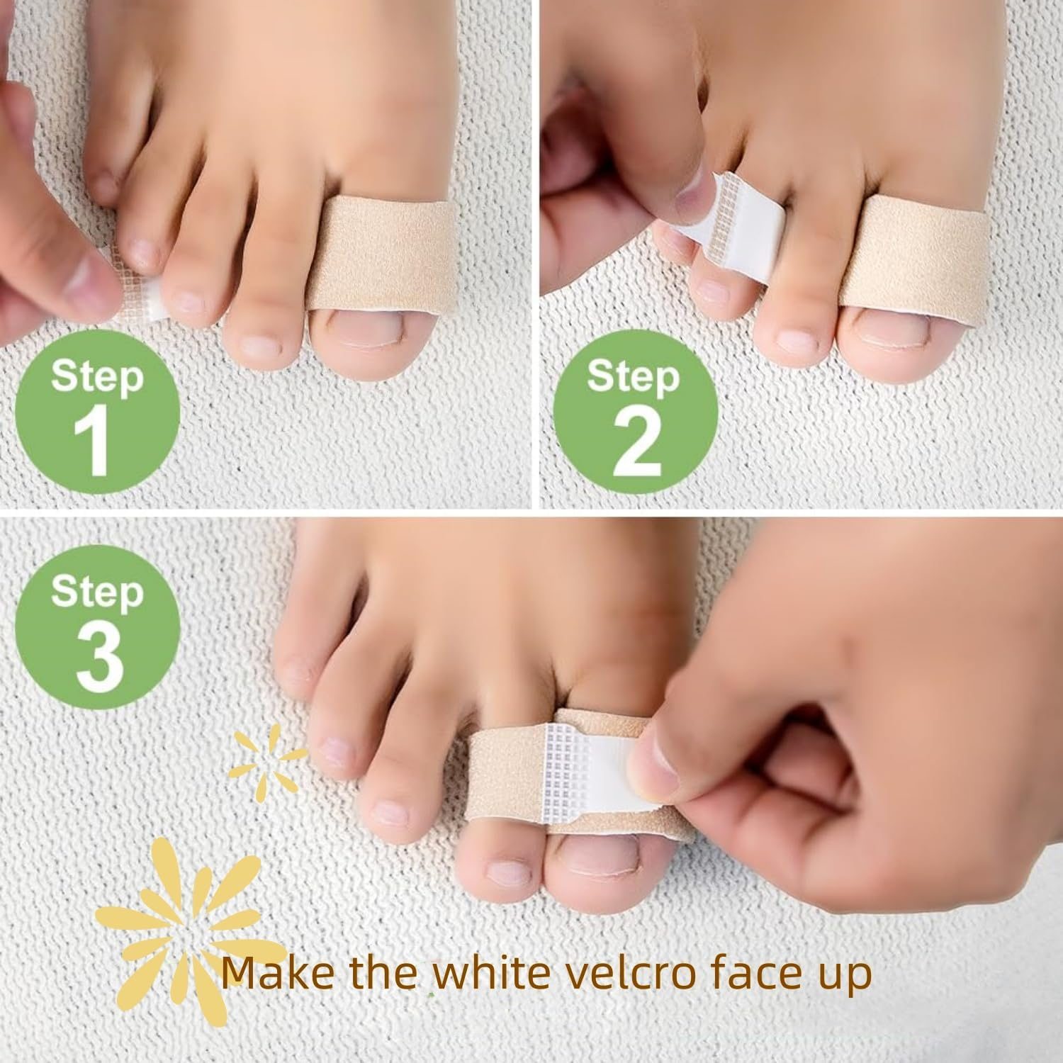 Fabric Hammer Toe Corrector, 10 Pack Toe Splints, Toe Corrector, Toe Wraps for Curled Toes, Crooked Toes and Hammer Toes