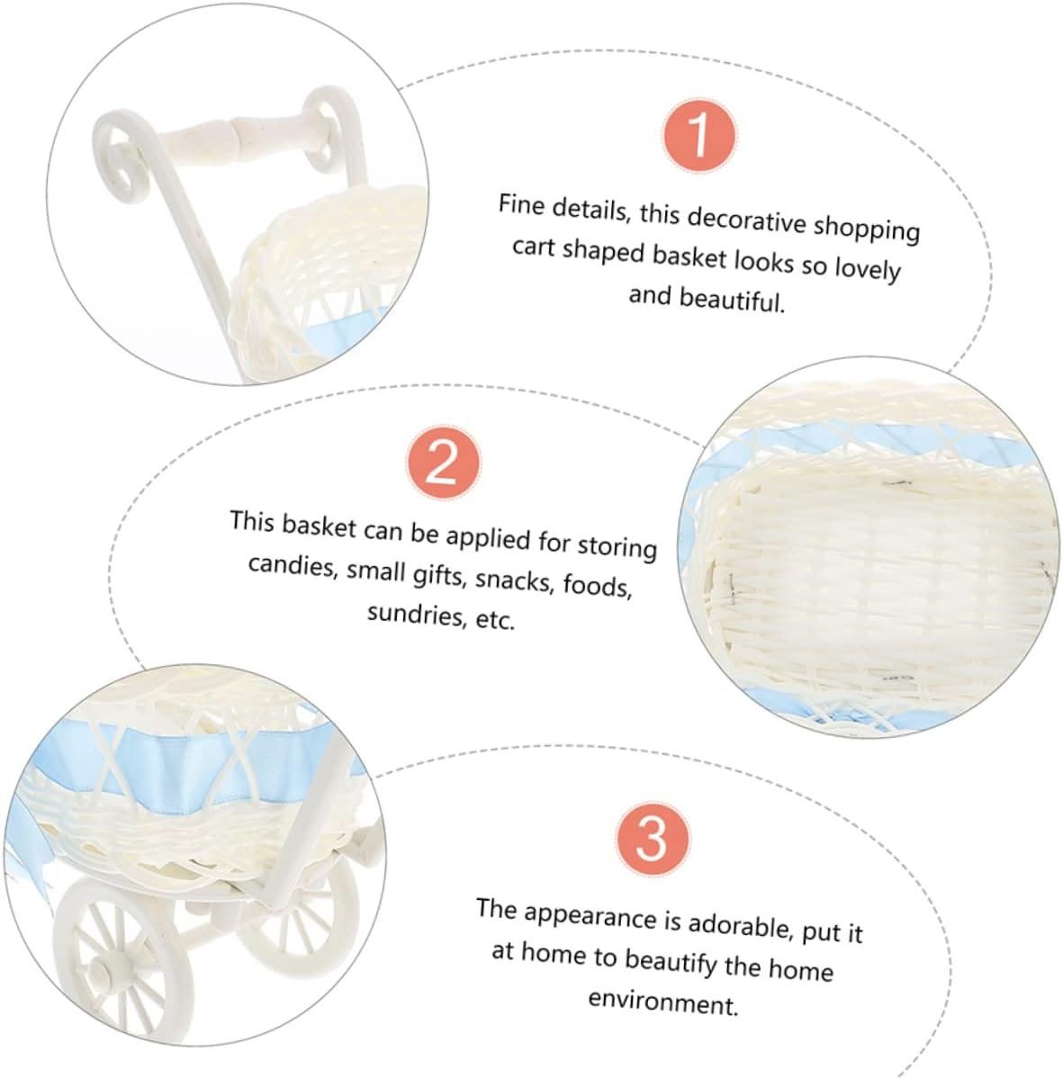 2Pcs Woven Trolley Flower Basket for Shower and Wedding Decoration Multi Function Candy Baskets for Favors and Storage Durable and Stylish Design