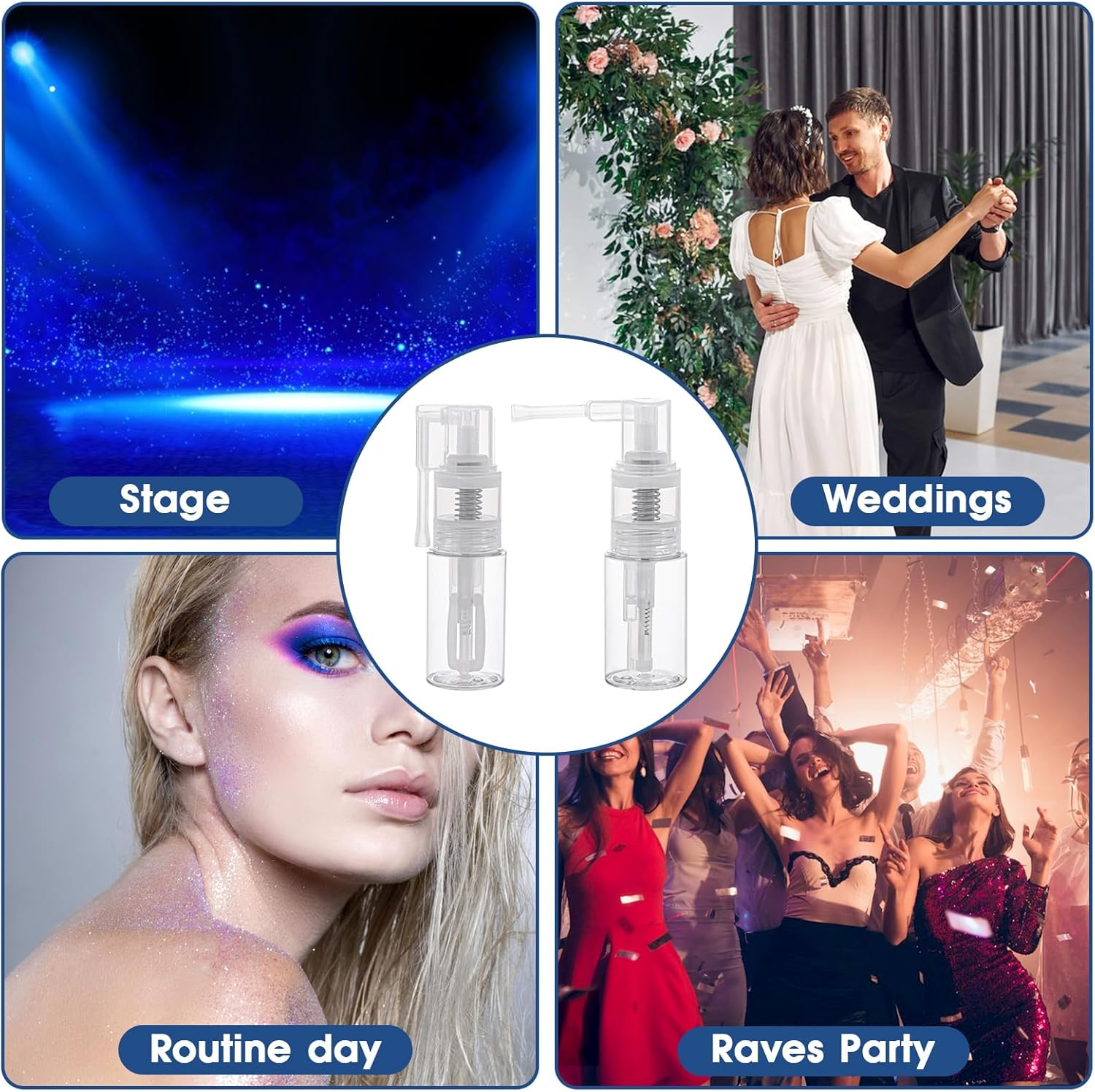 Jeffdad Pack of 2 Glitter Duster Atomiser, 35 Ml, Edible Glitter Spray Bottle, Empty, Multi-Purpose Powder Spray Bottle Made of Transparent Plastic for Cakes, Crafts, Scrapbooking, Card Making