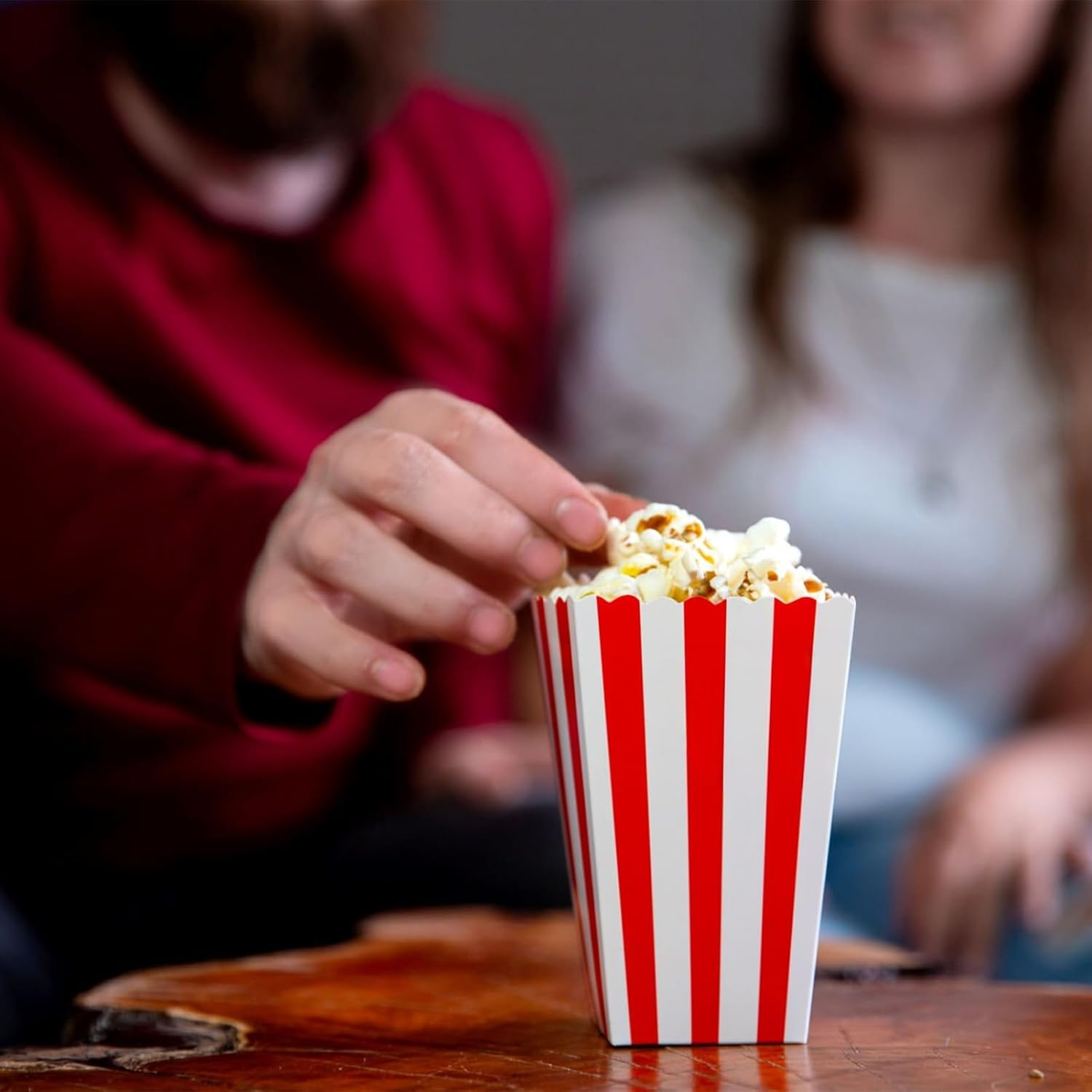 TEAONE Popcorn Boxes Bulk, 24 PCS Red Popcorn Bowl for Movie Night, Party Supplies (2 Kinds) image number 4