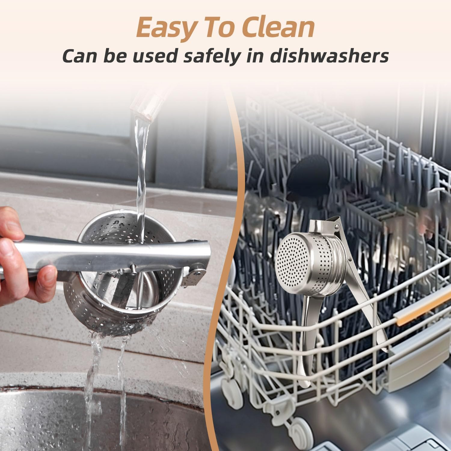 Yopinmall 15 OZ Potato Ricer, Stainless Steel Potato Masher Heavy Duty Ricer for Mashed Potatoes Kitchen Tool Potato Press Kitchen Gadget image number 4