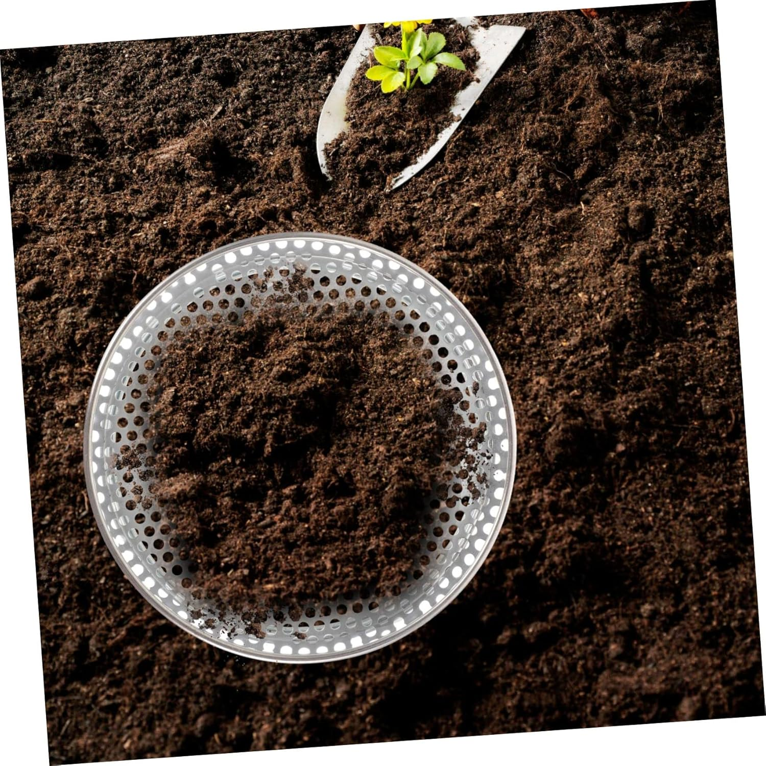 20Cm Stainless Steel Soil Sieve round Grading Filter for Outdoor Gardening 5Mm Mesh for Soil Compost