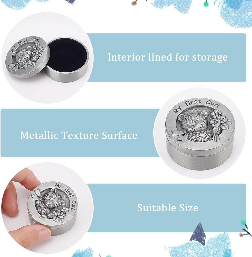 FINGERINSPIRE Baby First Curl Memory Box Set with Velvet Interior Alloy First Haircut Keepsake Storage for Childhood Memory Baby First Curl Keepsake Box for Baby Memory image number 2