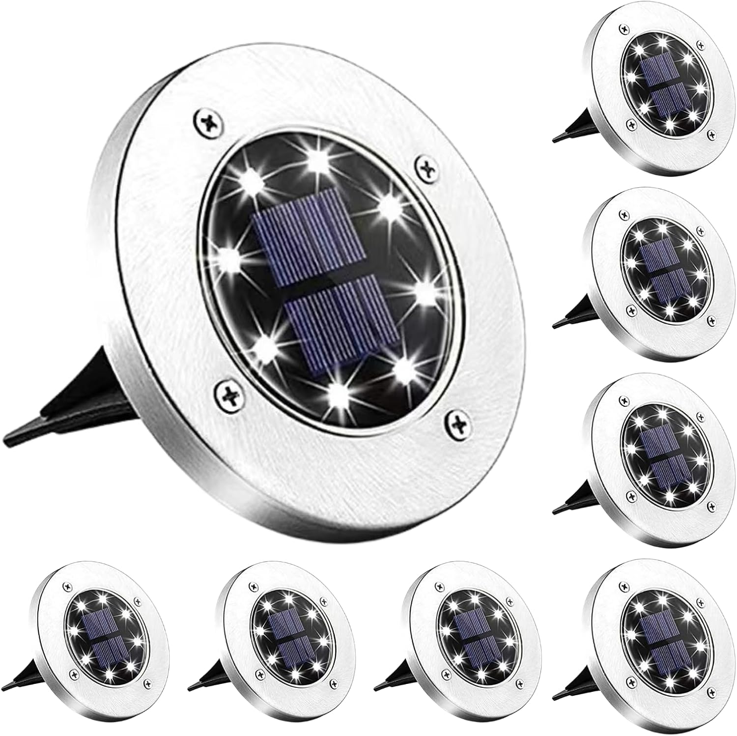 Solar Powered LED Buried Inground Recessed Light Garden Outdoor Solar Ground Lights, Waterproof Outdoor Light Landscape Lights for Pathway, Yard, Deck, Lawn, Patio, Walkway | Warm White | 4 Pieces