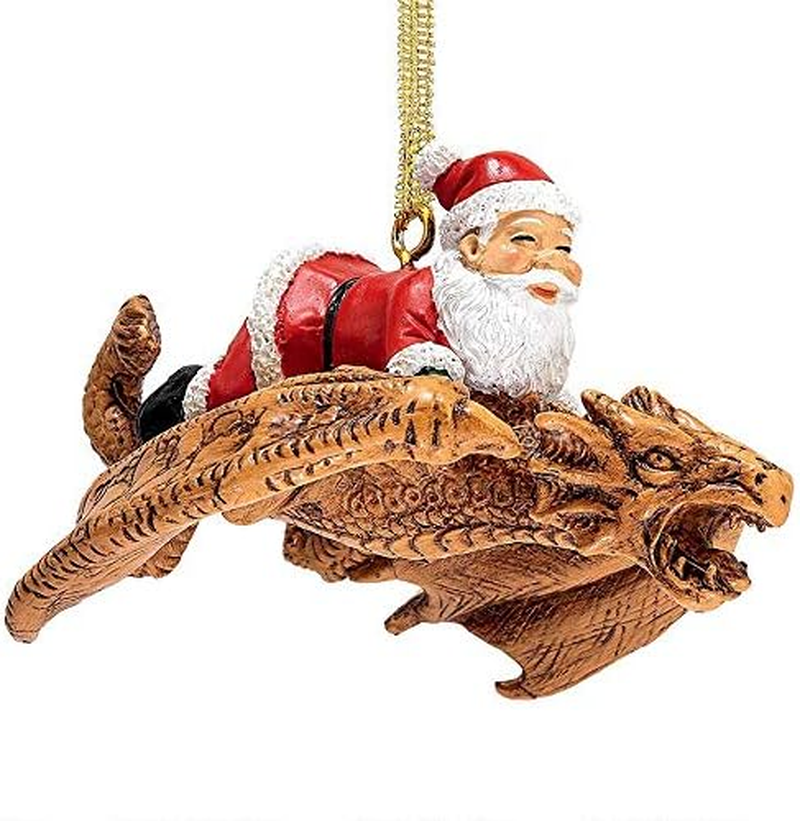 Design Toscano Santa and the Snowdragon 2020 Holiday Gothic Ornament, Individual, Full Color image number 6