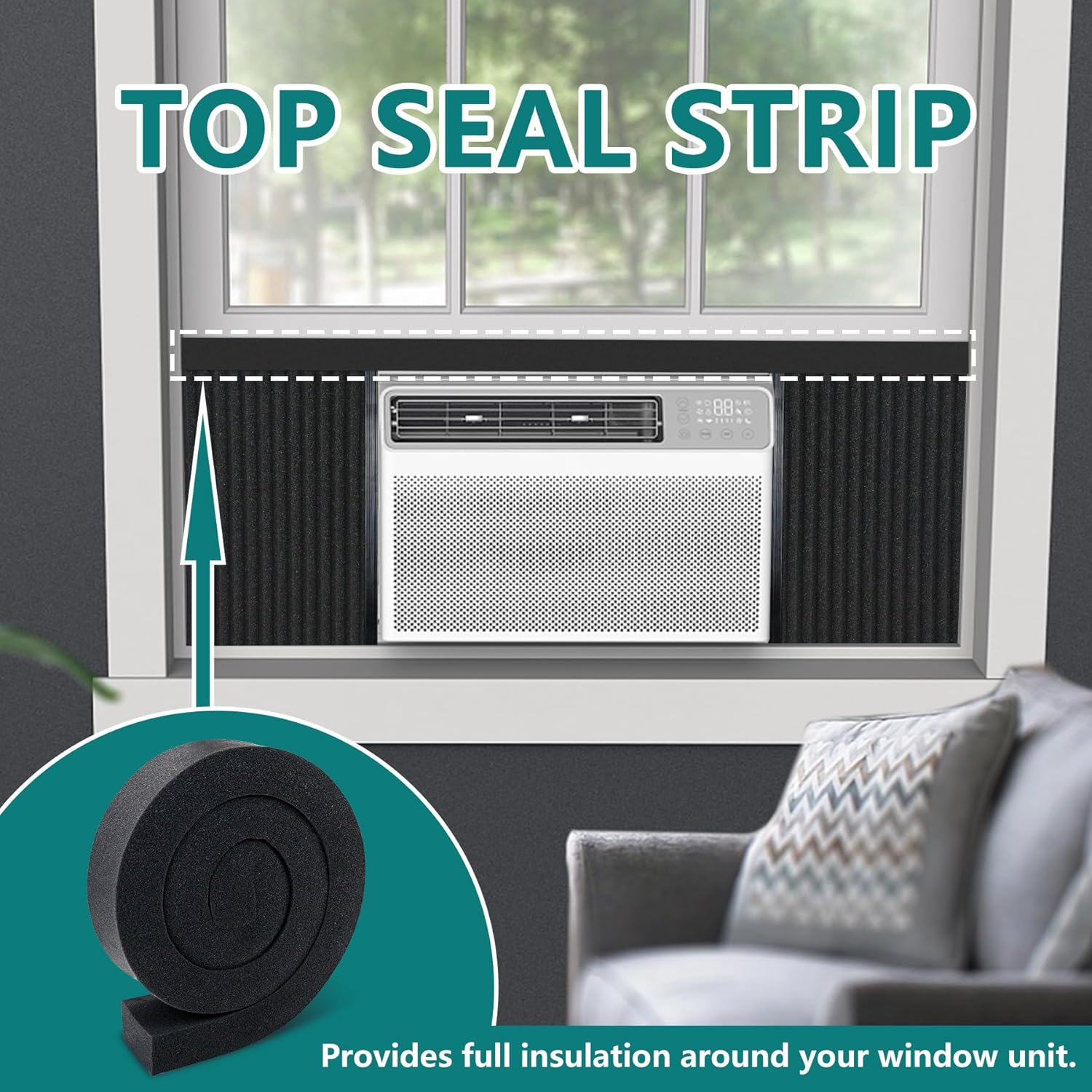 Daisypower Window Air Conditioner Foam Insulating Panels Kits,17 Inch X 9 Inch X 7/8 Inch AC Units Insulation Side Panels with Weatherseal Tape image number 3