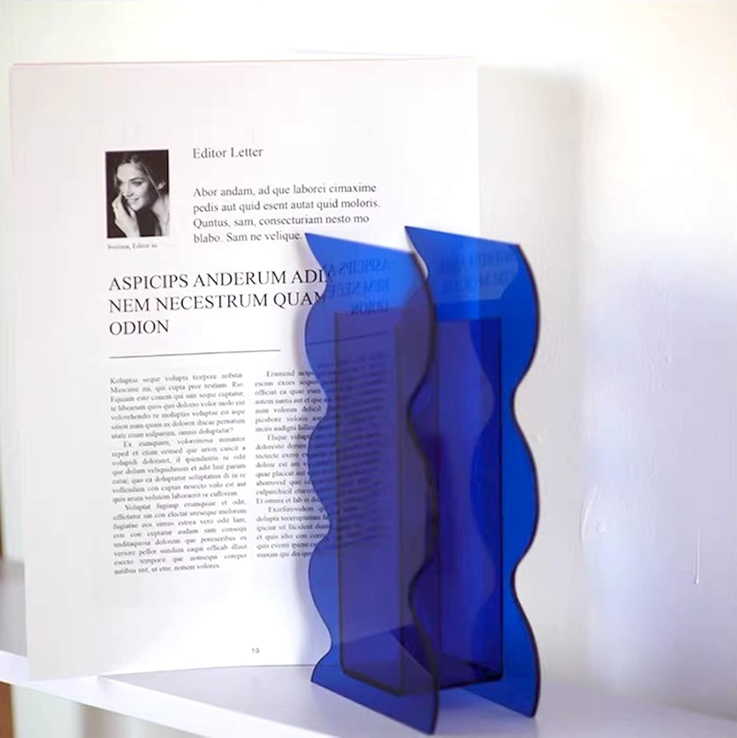 BLOFLO Klein Blue Acrylic Vase, Geometric Acrylic Flower Vase, Tall Wave Shaped Acrylic Vases for Flowers, Modern Flower Vases for Centerpieces, Contemporary D&eacute;cor for Home Office Wedding image number 6