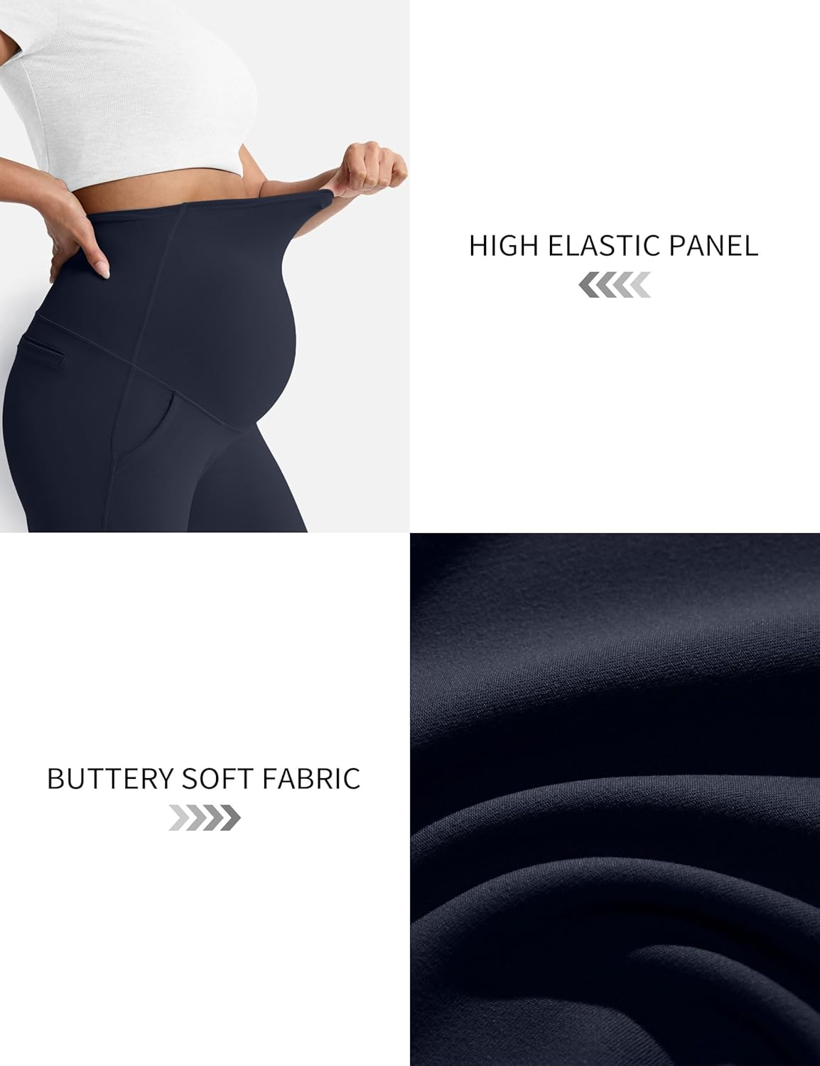 Mama Land Maternity Pants over the Belly High Waisted Wide Leg Yoga Pants with Pockets Stretchy Pregnancy Lounge Clothes image number 3