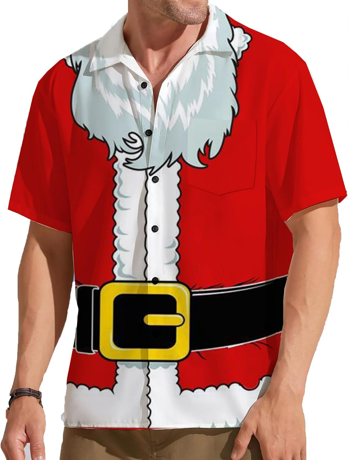 Mens Hawaiian Christmas Shirts Short Sleeve Button down Tropical Shirts Summer Beach Clothing