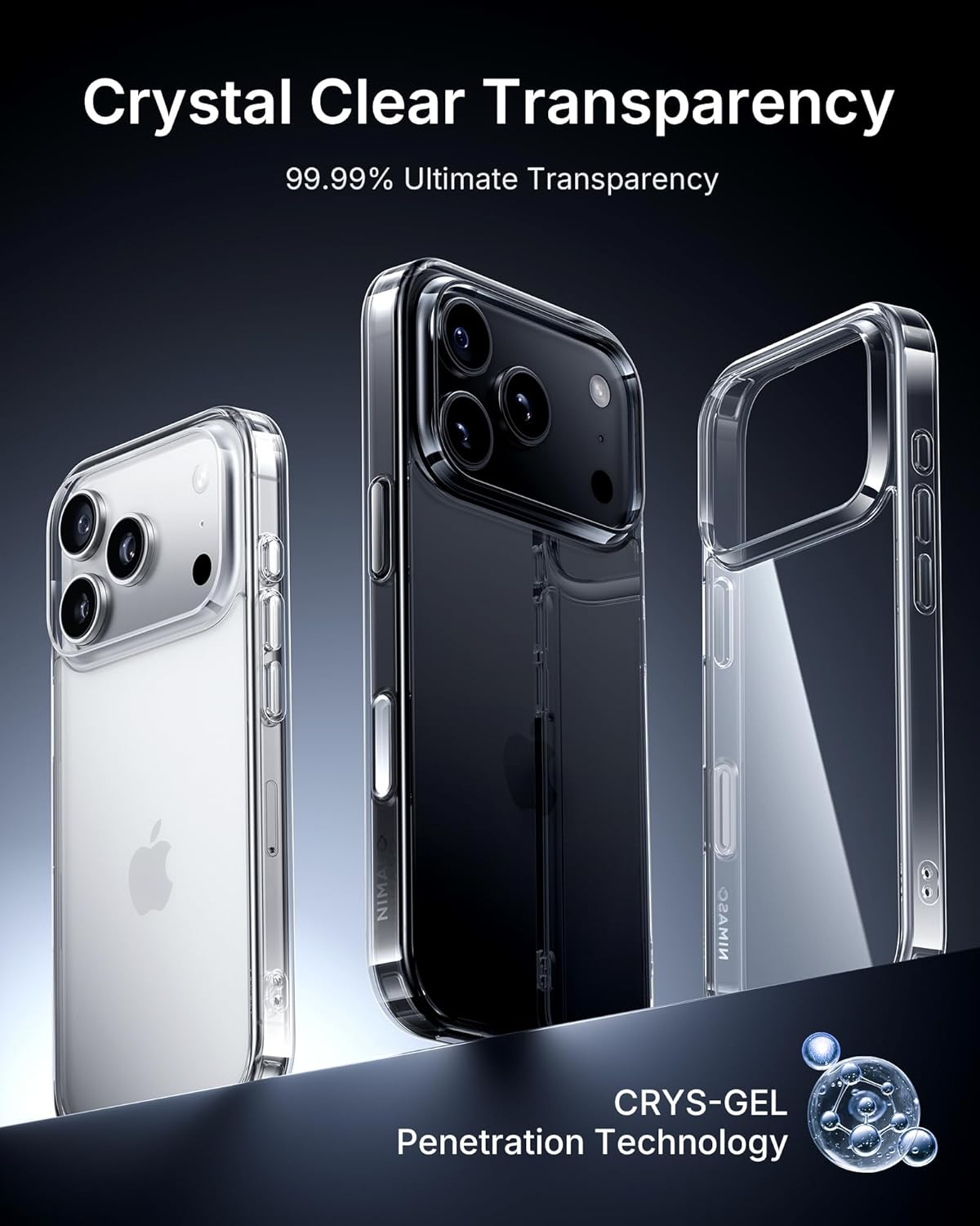 NIMASO for Iphone 17 Pro Case Clear 6.3 Inch, Military Grade Shockproof Drop Protection, Non-Yellowing Slim Thin Phone Cover for Iphone 17 Pro, Clear image number 4