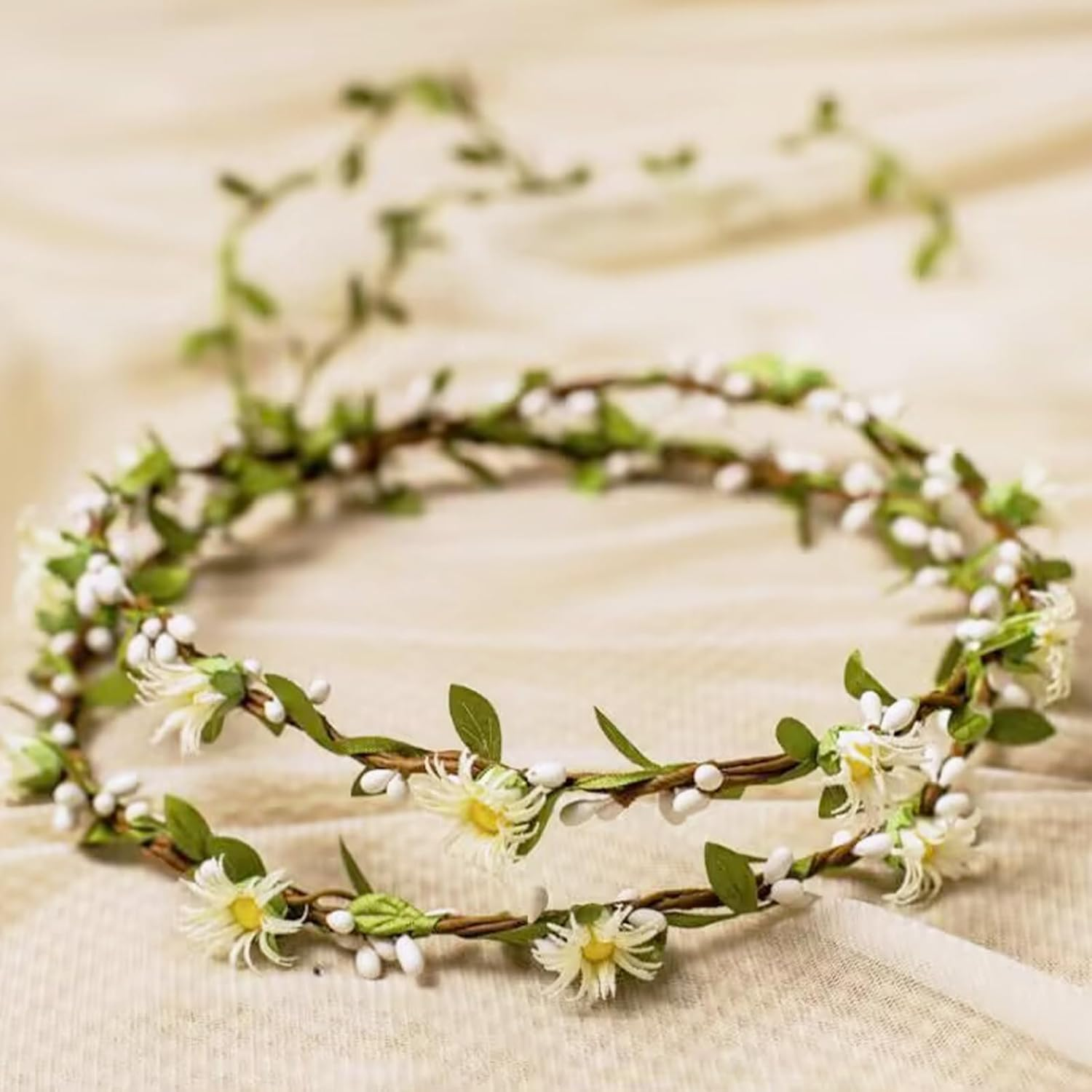 Xlihdzum Hairbands Floral Garland for Women Wedding, Bridal Hair Accessories with Flower Wreath - Floral Hairbands and Flower Crown, Bridal Hair Garland Headpiece for Wedding and Bridesmaids image number 5