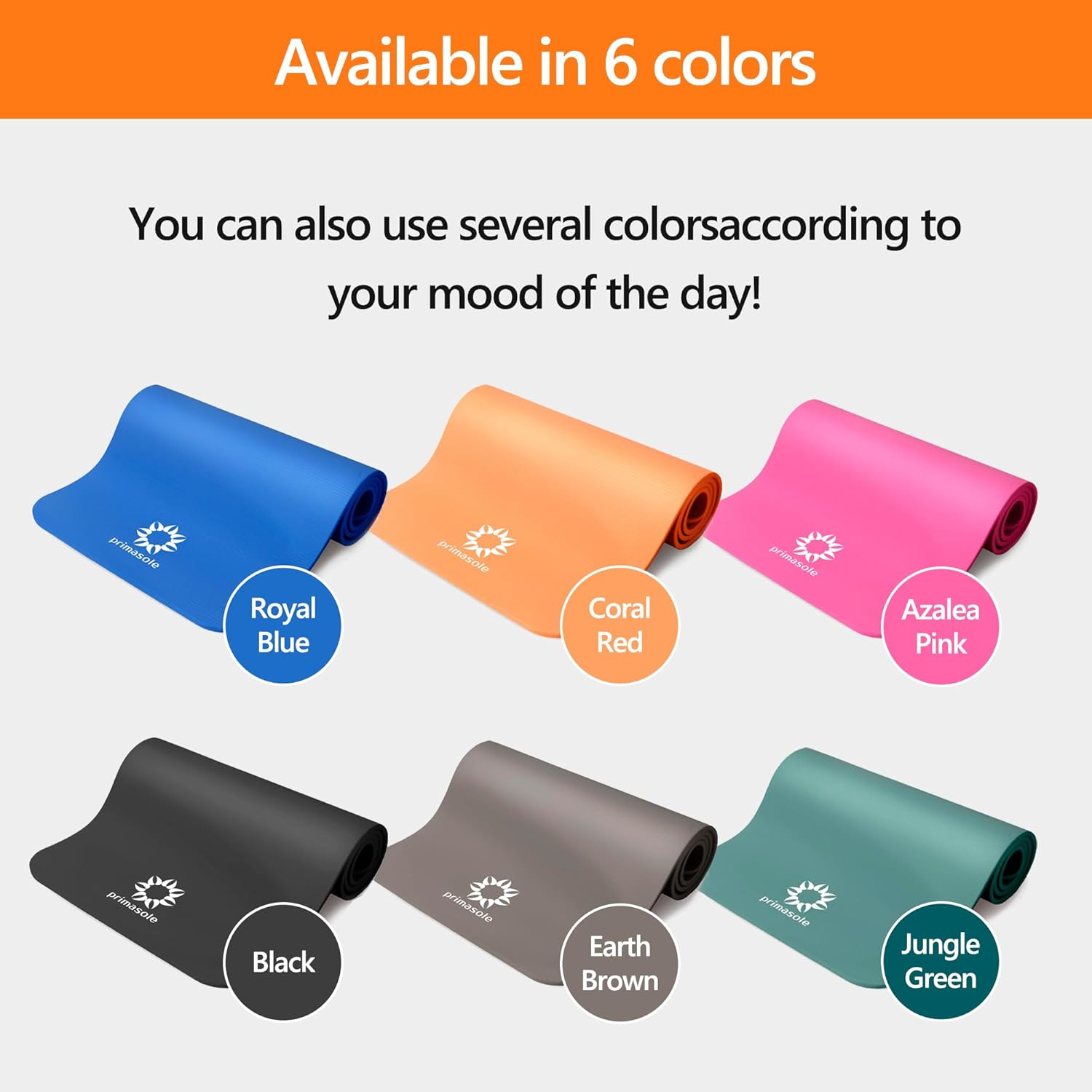 Primasole 1/2 Thick Exercise Mat with Carry Strap & Case Mat for Yoga Pilates Fitness at Home and Gym 72" L X 24" W image number 5