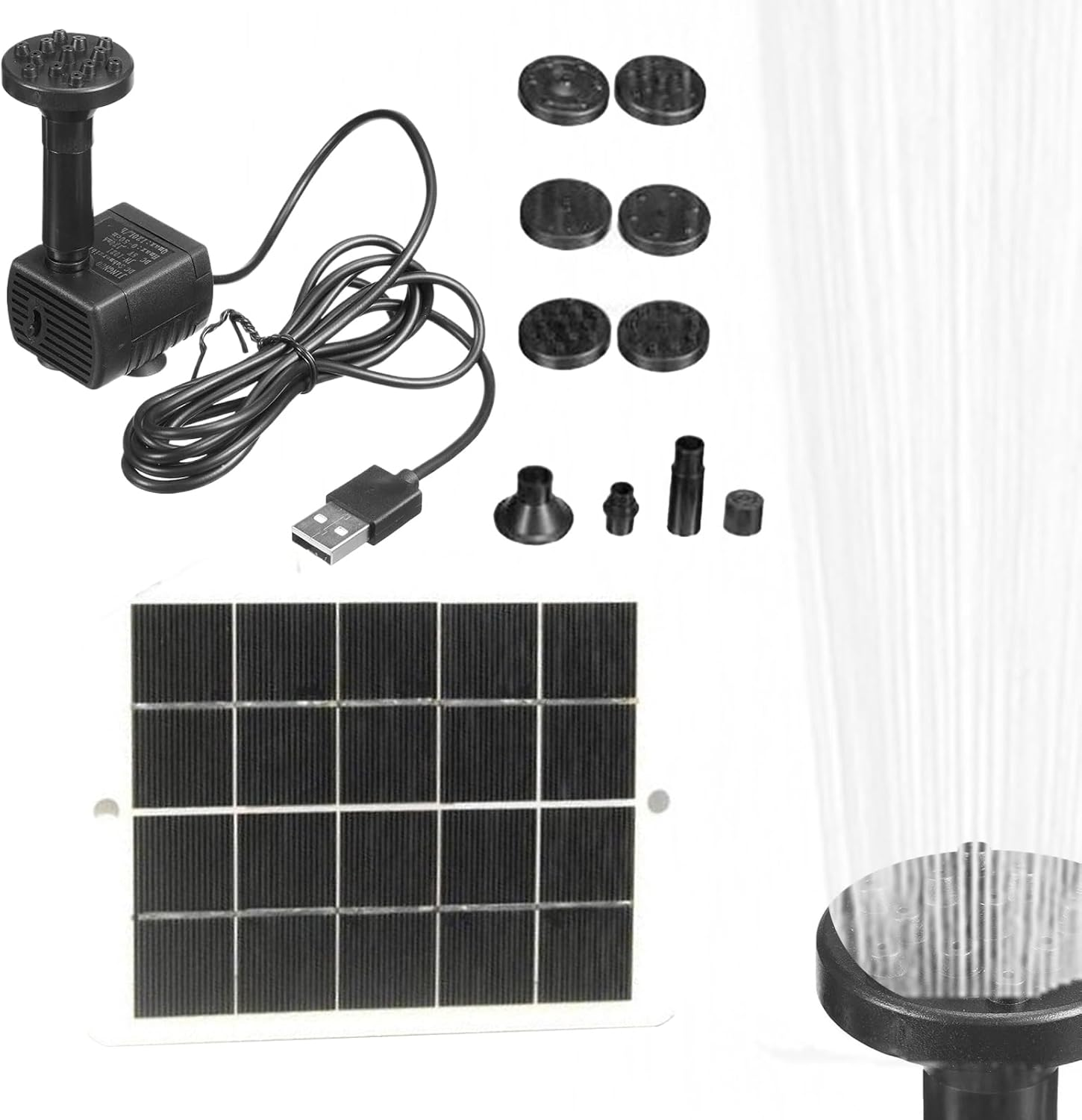 Solar Water Pump - 15W Outdoor Solar Charger Water Fountain Pump,Adjustable Watering System Garden Decor for Bird Bath Backyard Aquarium Outdoor Yard Wedding Lawn image number 1