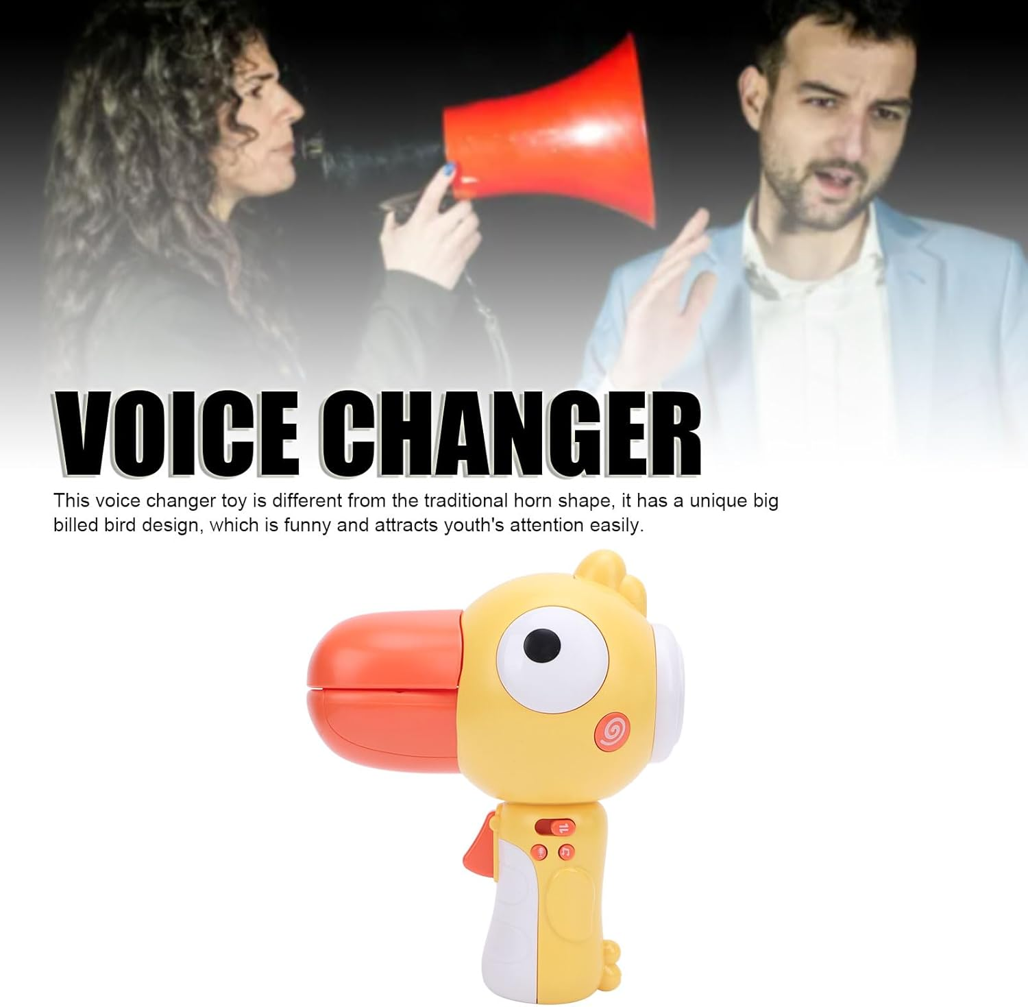 Voice Changer for Kids - Cartoon Bird Voice Changing Microphone with Lanyard, 3 Different Modes Voice Changing Amplifier Recording Megaphone for Girls, Boys Fun image number 3