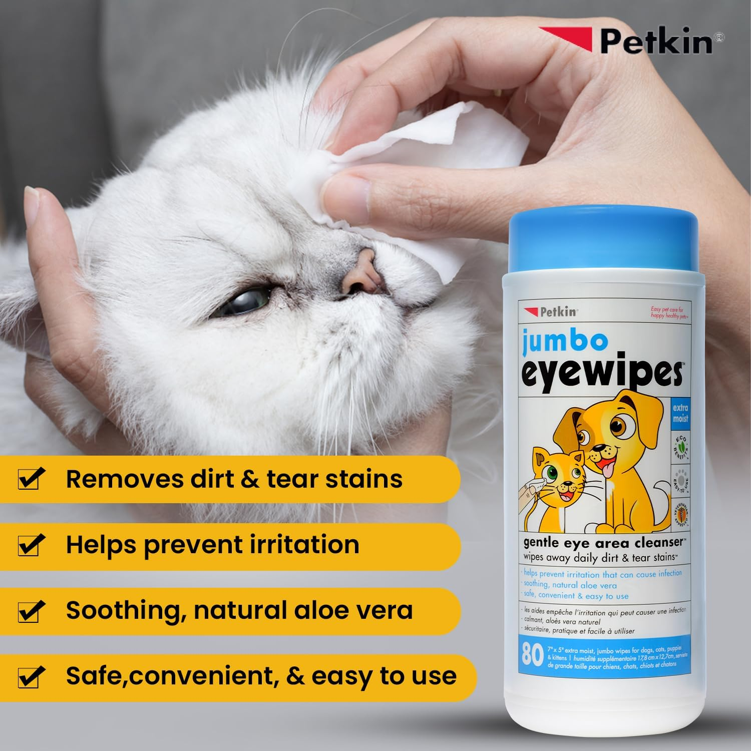 Petkin FBA_537862 Eye Wipes, 80 Pack image number 4