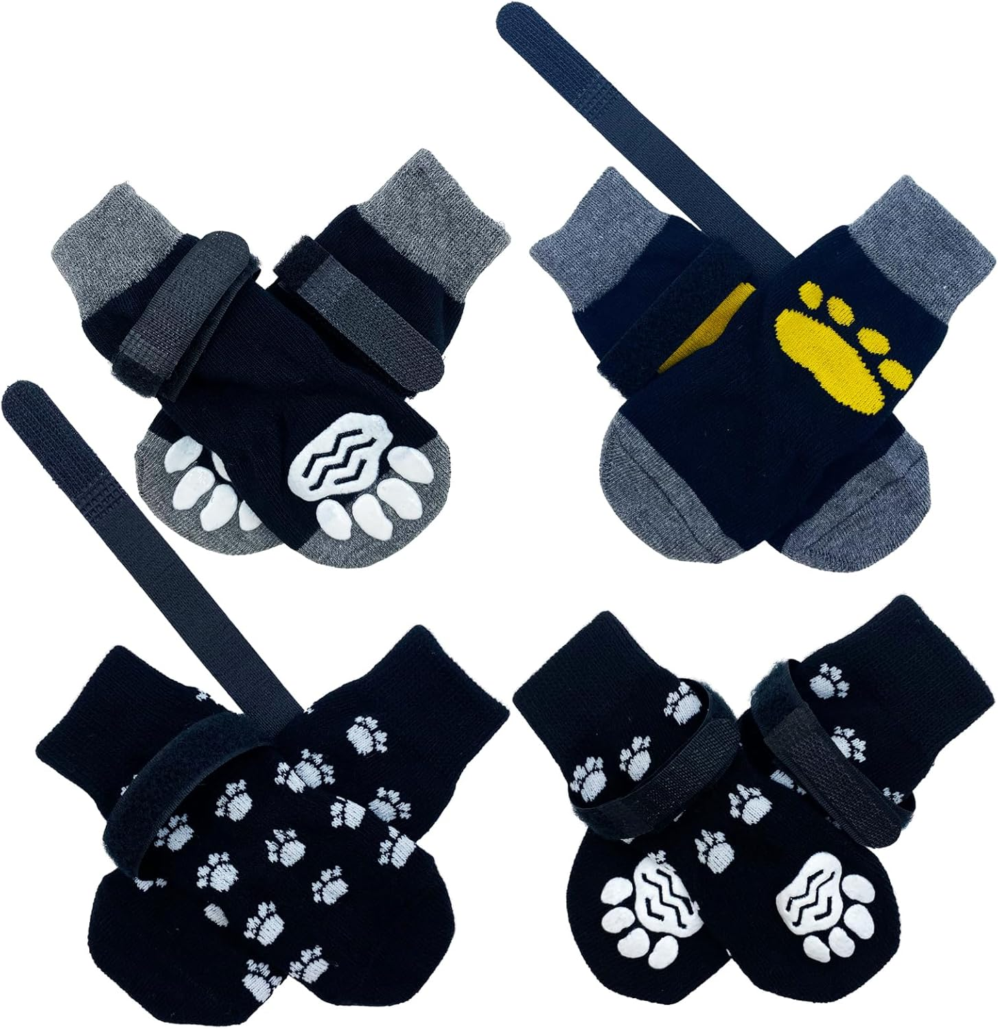 YNR 4 Pairs M Dog Socks anti Slip,Pet Paw Protector,Use Indoor Traction Control Wear on Hardwood Floors,Soft Dog Socks with Grips Personalised Presents for Dogs,Socks for Prevent Dogs Licking Paws image number 2