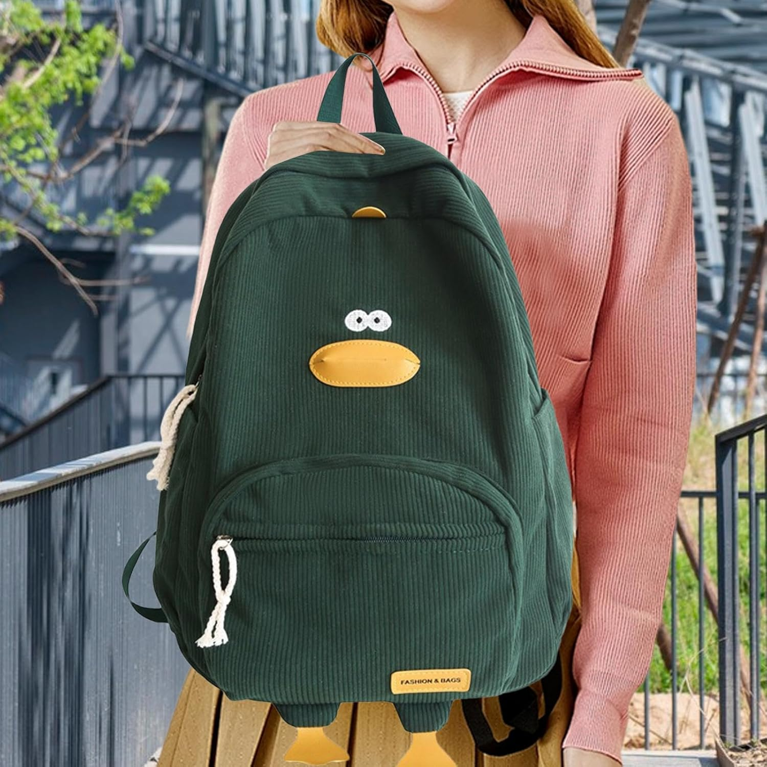 Cute Animal Backpack | Cartoon Duck-Shaped Soft Backpack | Large Capacity Kids Schoolbag with Multiple Pockets for Children and Students, Fun and Functional Design, Fun Animal School Bag image number 3