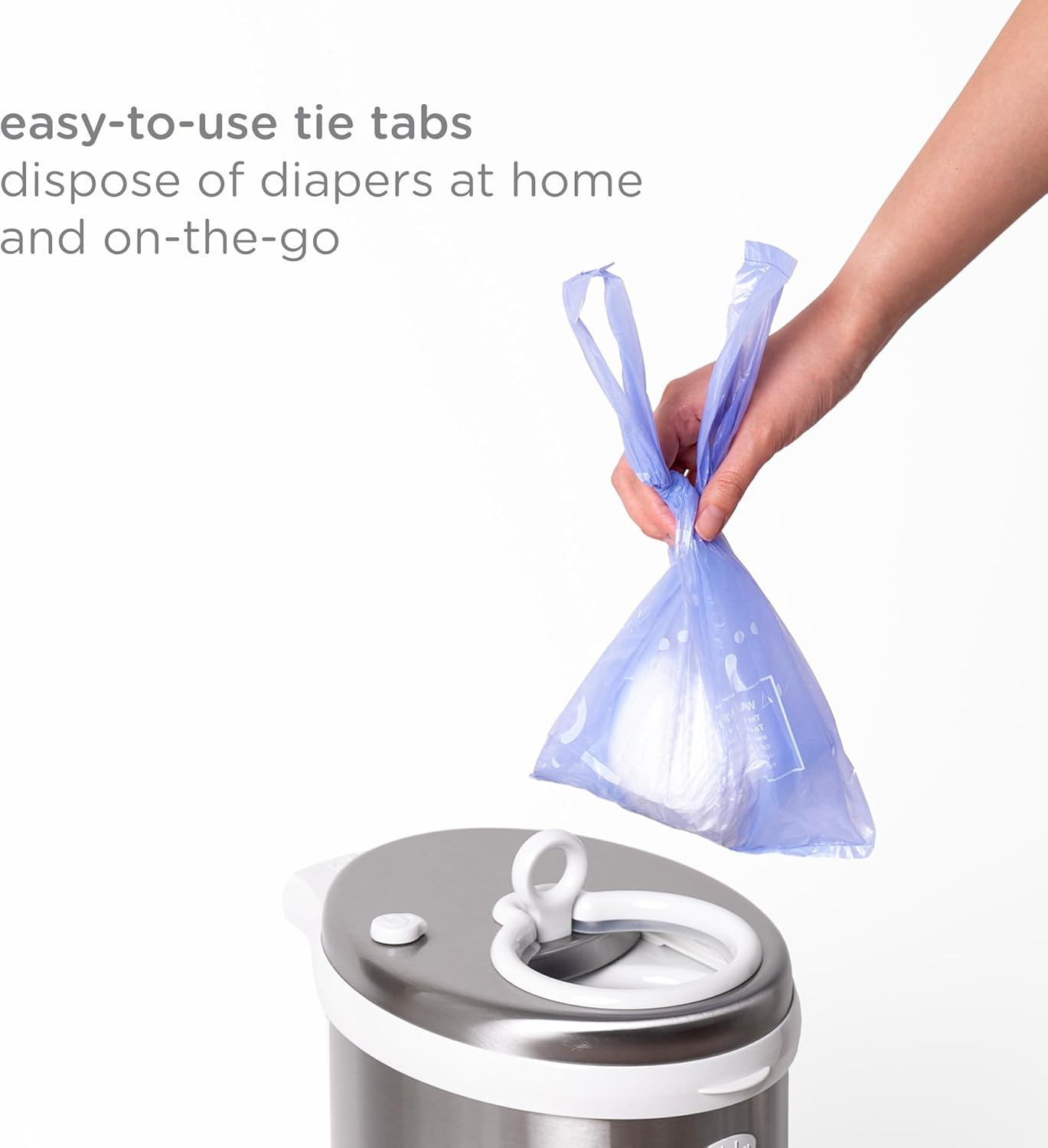 Ubbi Disposable Diaper Sacks, Lavender Scented, Easy-To-Tie Tabs, Made with Recycled Material, to Use at Home or On-The-Go, 400 Counts image number 3