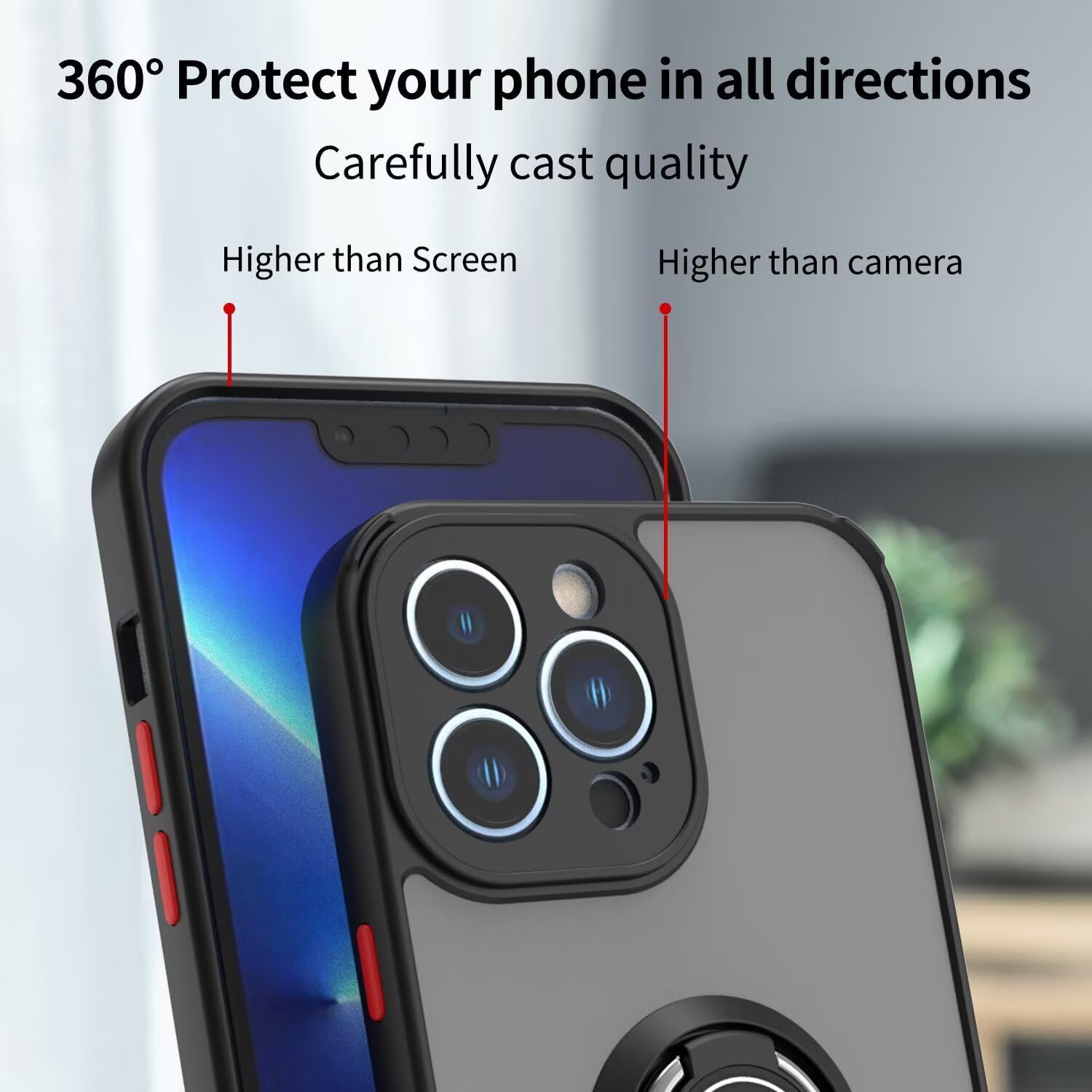 EASSGU Case for Oppo Reno14 F 5G / Oppo Reno14 FS 5G (6.7 Inches), Ring Stand Clear Protective Case, Shockproof, Drop-Resistant TPU Silicone Bumper Phone Case - Royal Blue image number 2