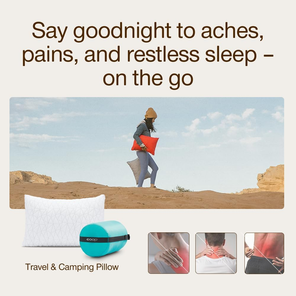 Premium Shredded Memory Foam Camping and Travel Pillow with Bamboo Derived Viscose Rayon Cover - Adjustable- Compressible - Includes Stuff Sack Great for Backpacking and Travel 19 X 14 image number 1