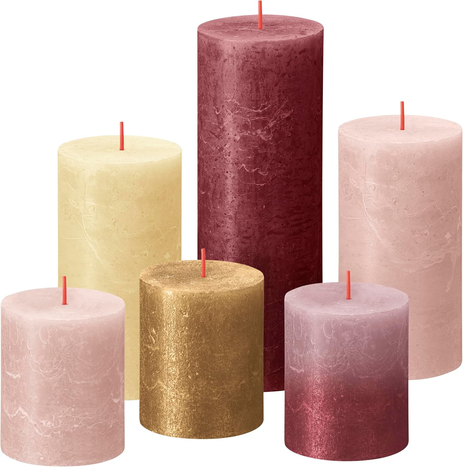 Bolsius Rustic Pillar Candles - Gift Set of 6 - Nature - Decorative Household Candles - Length Burning Time - Unscented - Natural Plant Wax - without Palm Oil image number 4