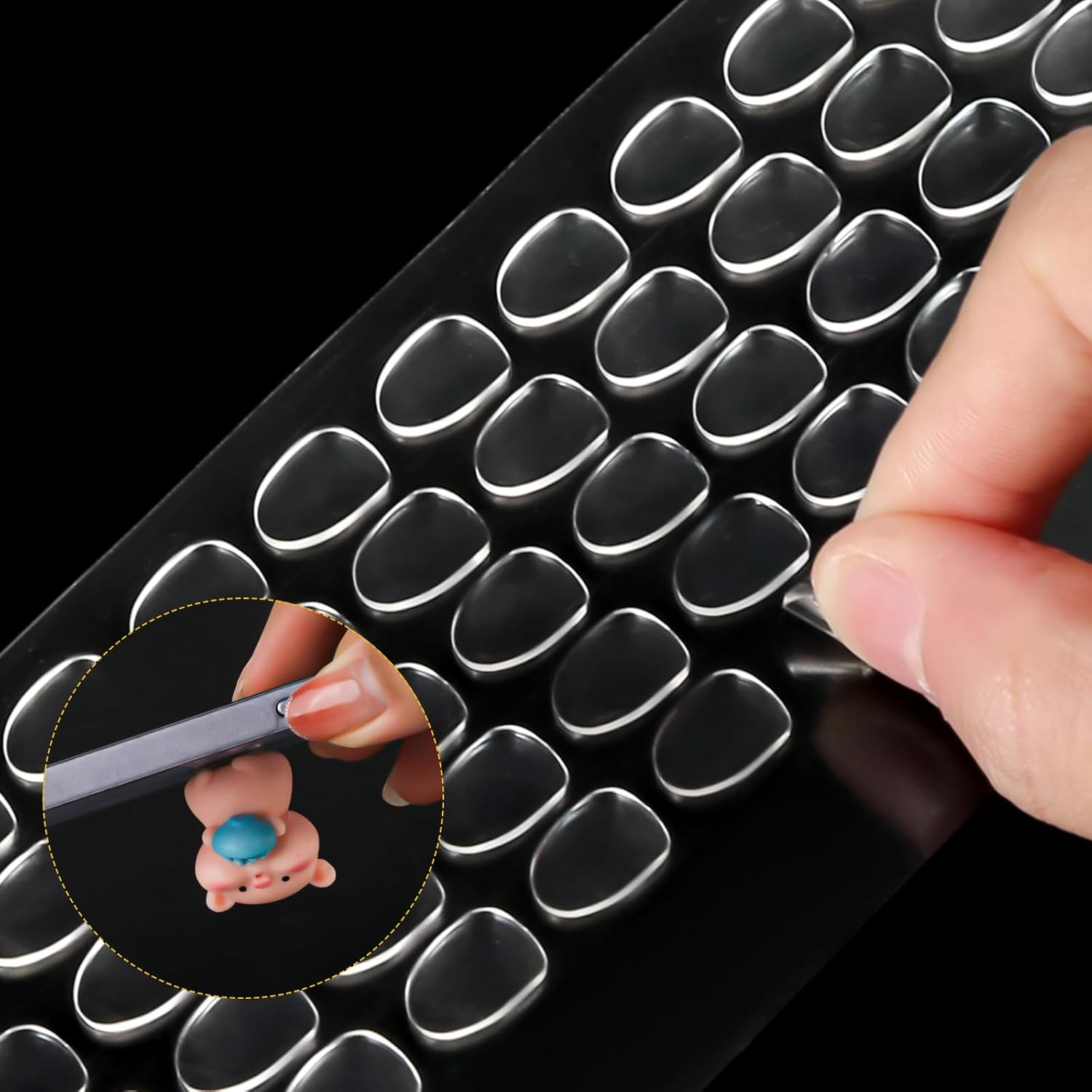 500Pcs Clear Mounting Putty, Removable Gel Glue Putty Museum Adhesive Tacky Putty Double Sided Sticky Dots Small Nano Putty No Trace Sticky Putty for Wall Hanging Poster Pictures Crafts (0.47X0.31") image number 4