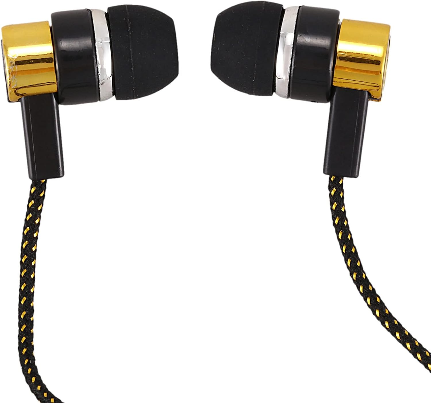 Kaifucy 2Pcs 1.1M Reflective Fiber Cloth Line Noise Isolating Stereo In-Ear Earphone Earbuds Headphones Golden image number 2