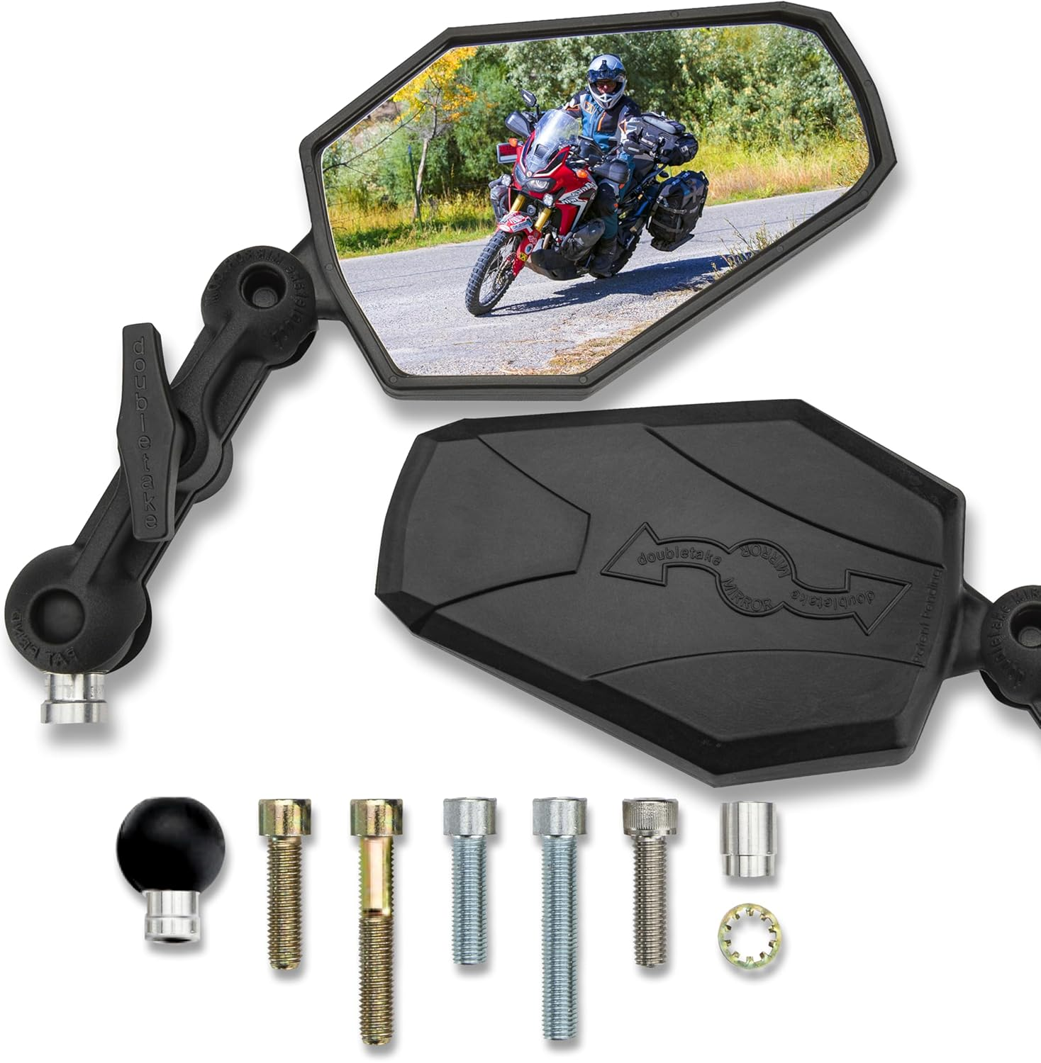Doubletake Adventure 3.5" Mirror Kit 2.0, Universal Fit Folding Motorcycle Mirrors, Guaranteed for Life.