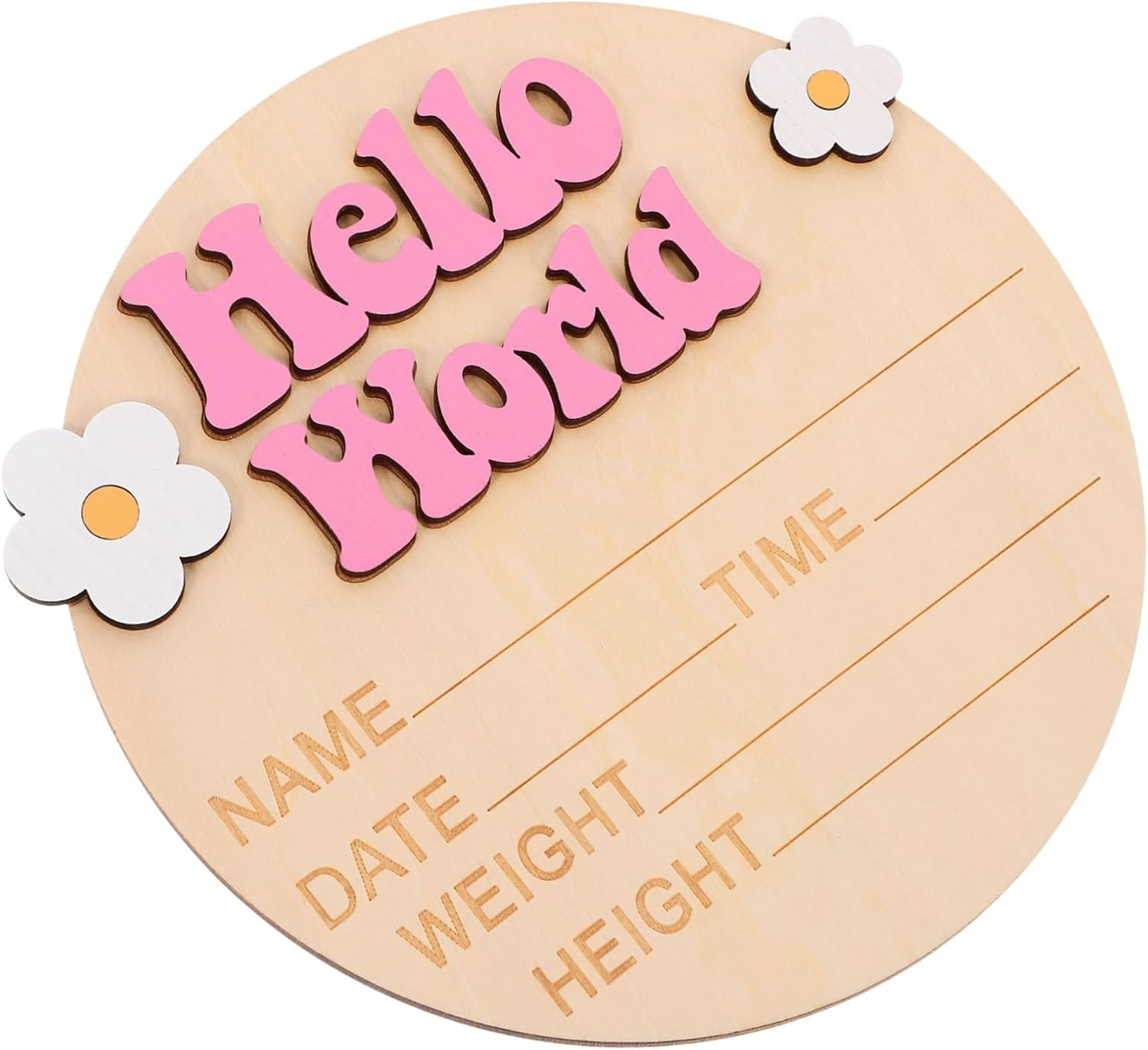 HANABASS Rustic Wood Baby Announcement Sign Flower Decor Newborn Birth Announcement Photo Prop for Nursery Baby Name Sign Card and Welcome