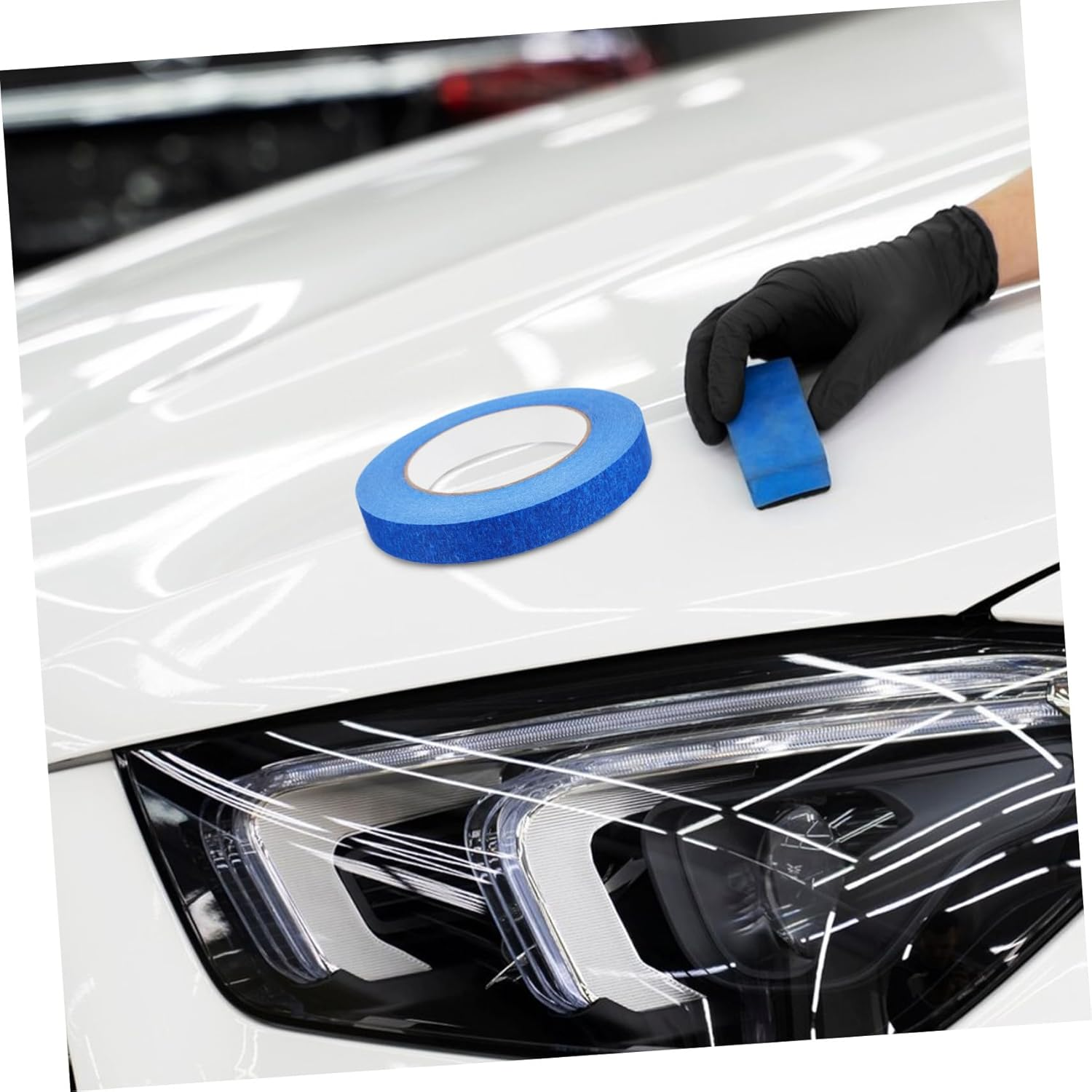 WOONEKY 4 Rolls High-Adhesive Blue Masking Tape Paint Tape for Automotive Painting DIY Craft Labeling with Crinkled Pattern Design image number 2