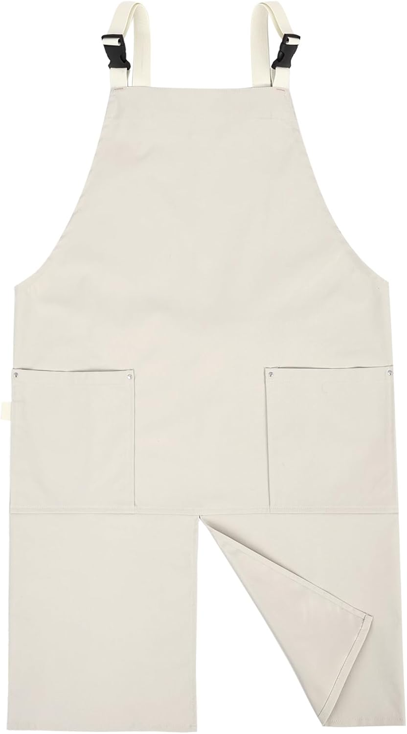 Surblue Pottery Aprons Split Leg Aprons with Pockets Adjustable Straps Waterresistant Split Apron for Women Men DIY Ceramic Pottery Art