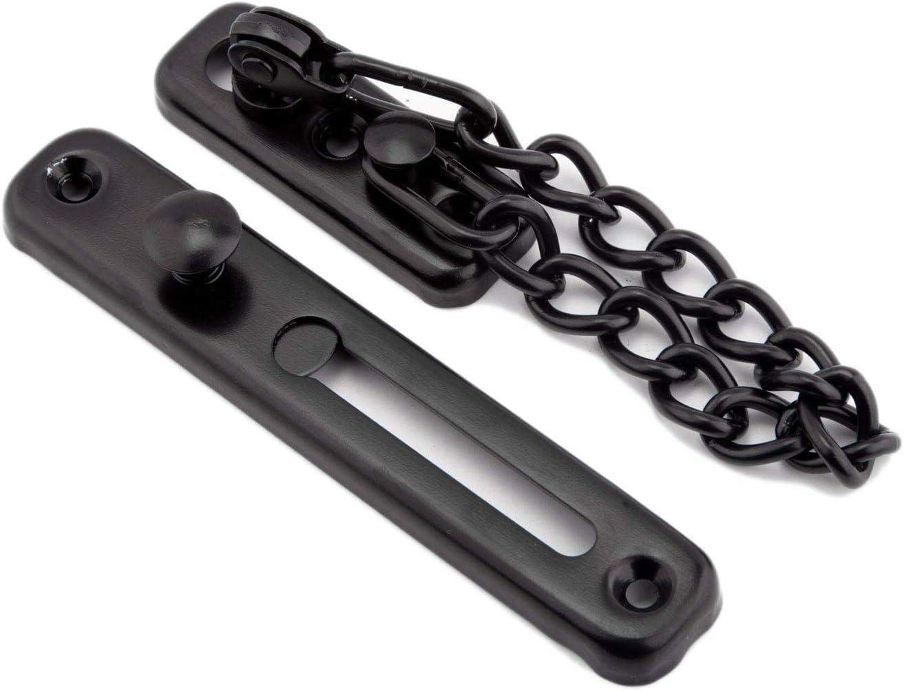 Stainless Steel Chain Door Lock，Heavy Duty inside Door Latch Guard Keyless Door Lock Add Extra Security with Spring Anti-Theft Press Lock Door Hardware for Home Security (Black, One Size) image number 4