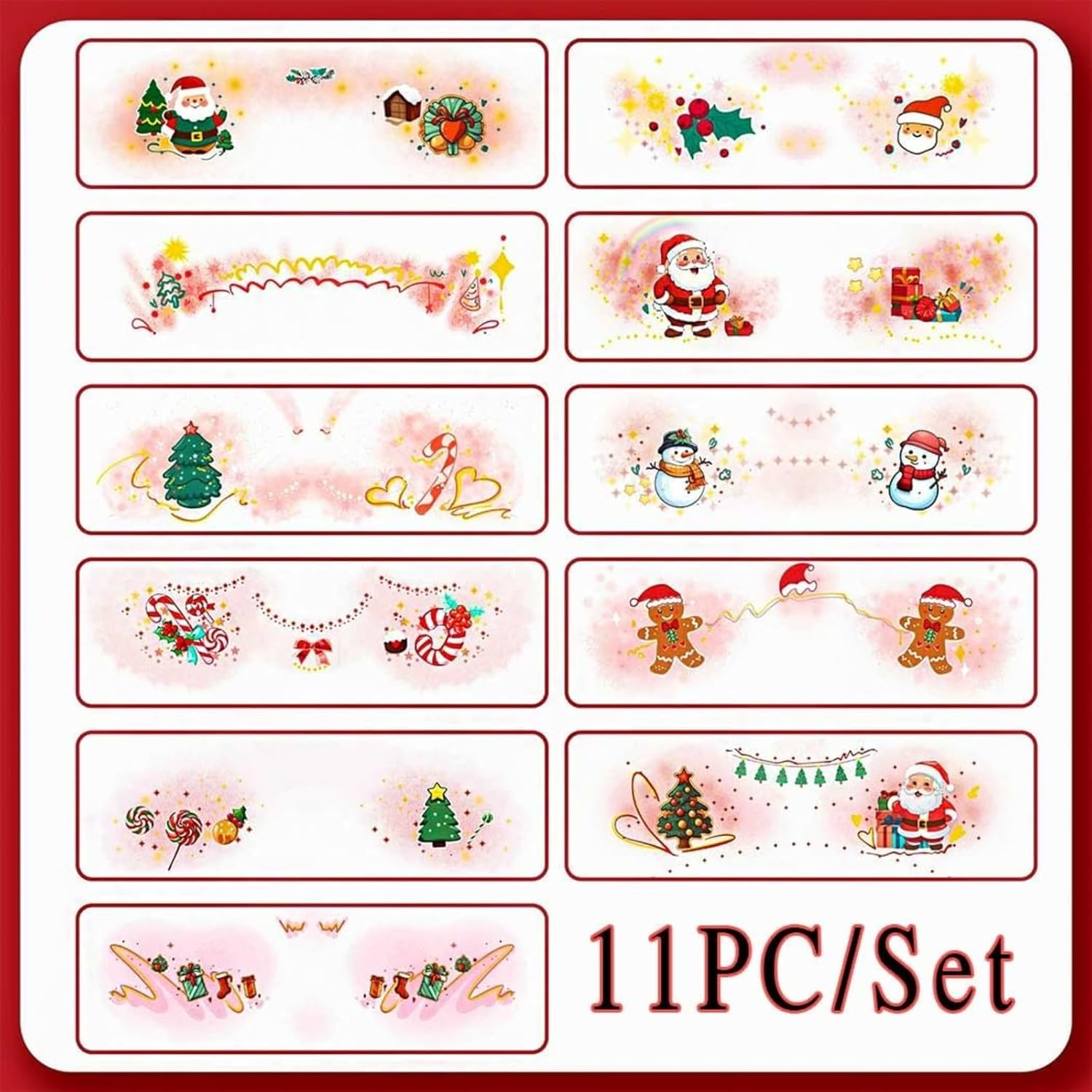 Itadaku 11 Pcs Christmas Girls Temporary Tattoo Stickers, Colorful Face Tattoos with Snowman, Christmas Tree, Santa Claus Patterns, Great for Party Favors image number 3
