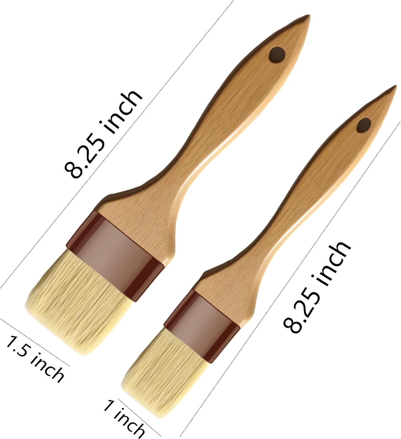 Pastry Brush-Basting Brush for Cooking,2 Pc Boar Bristles Food Brush for Bbq,Beech Wooden Handle Butter Brush for Baking/Spreading Marinade/Sauce/Oil/Egg/Kitchen Brushes for Cooking(1 &1 1/2 Inch) image number 5