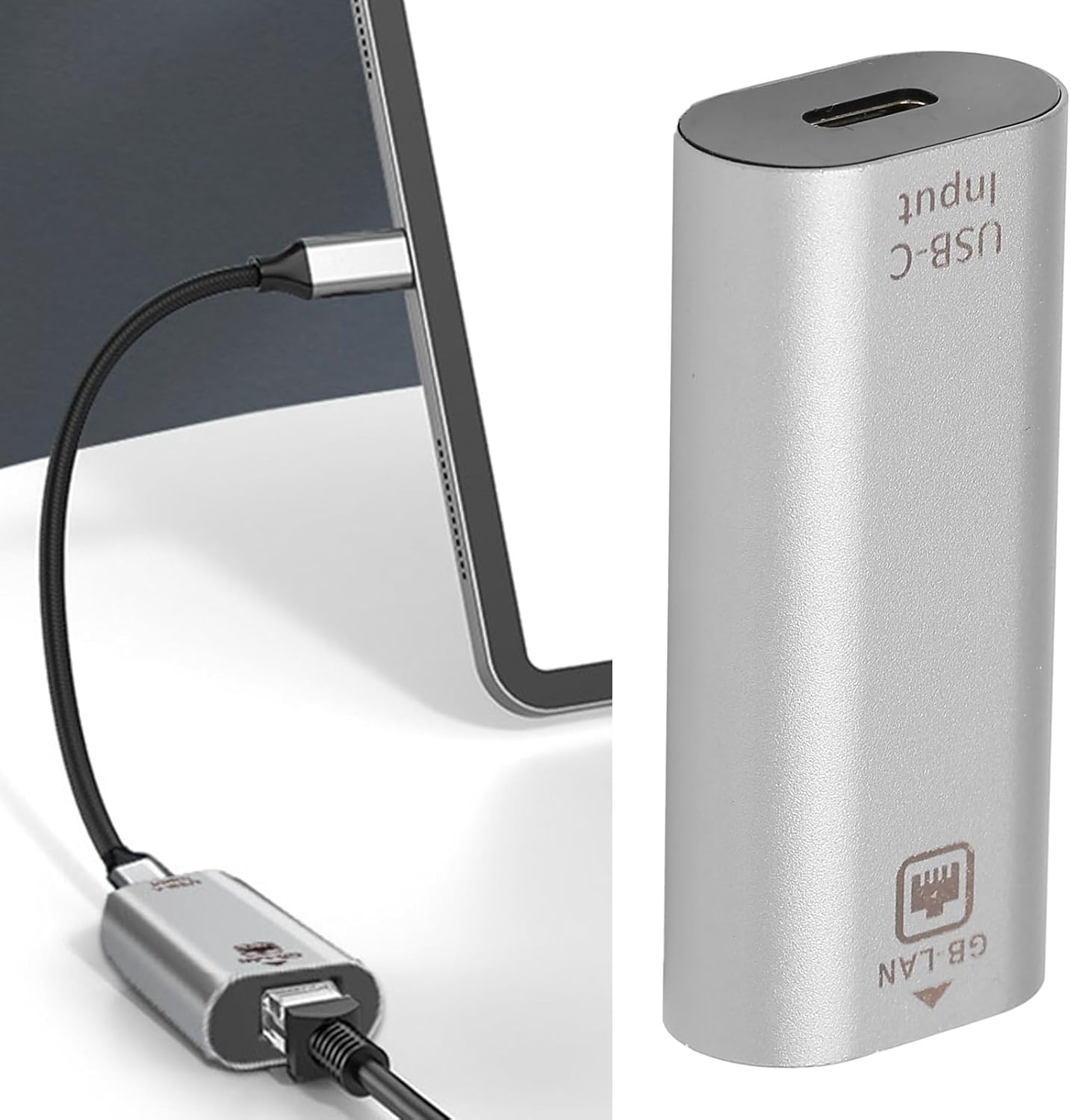 Ethernet Adapter, 10/100/1000 Mbps USBC Female to RJ45 Female Adapter Support, No Driver Easily Use, for Phones Computers Tablets image number 3