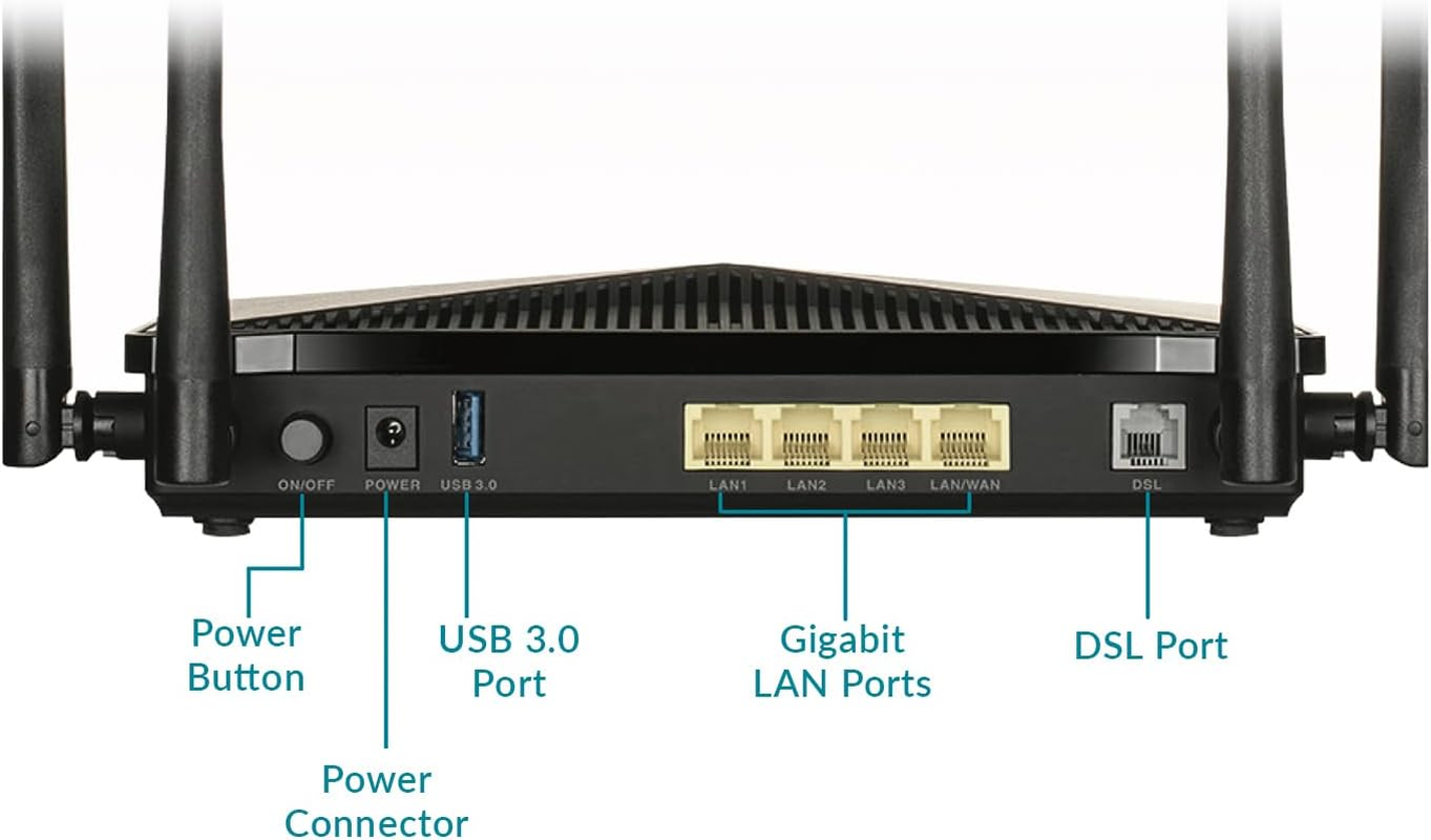 D-Link DSL-245GE AC1200 Dual Band Wireless VDSL2/ADSL2+ Modem Router - Wifi 5, NBN Compatible, MU-MIMO, Gigabit LAN, USB 3.0, for Gaming & Networking Devices