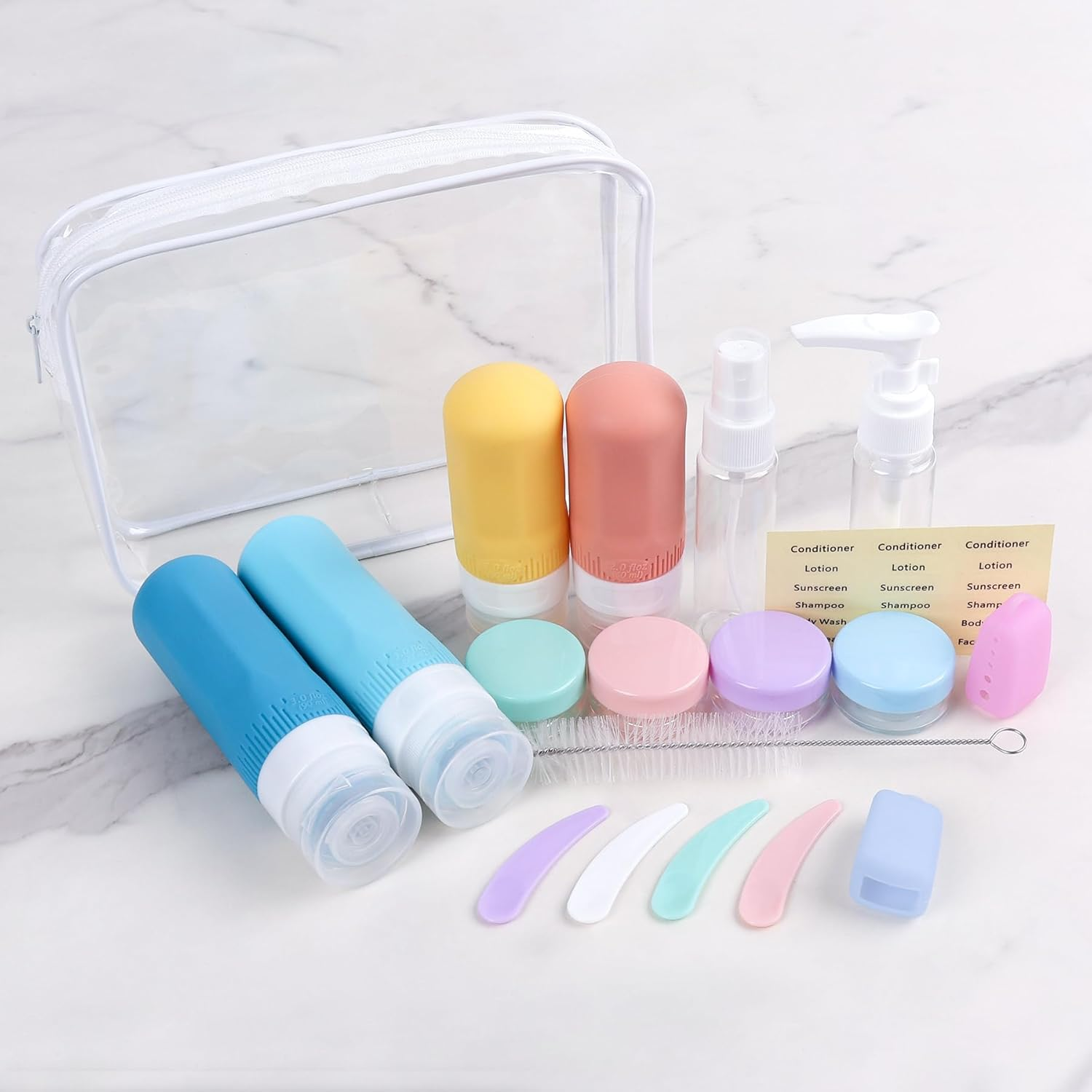 20PCS Travel Bottles Set for Toiletries,Travel Size Leak Proof Reusable Containers for Shampoo and Conditioner Bottles Travel Accessories image number 2