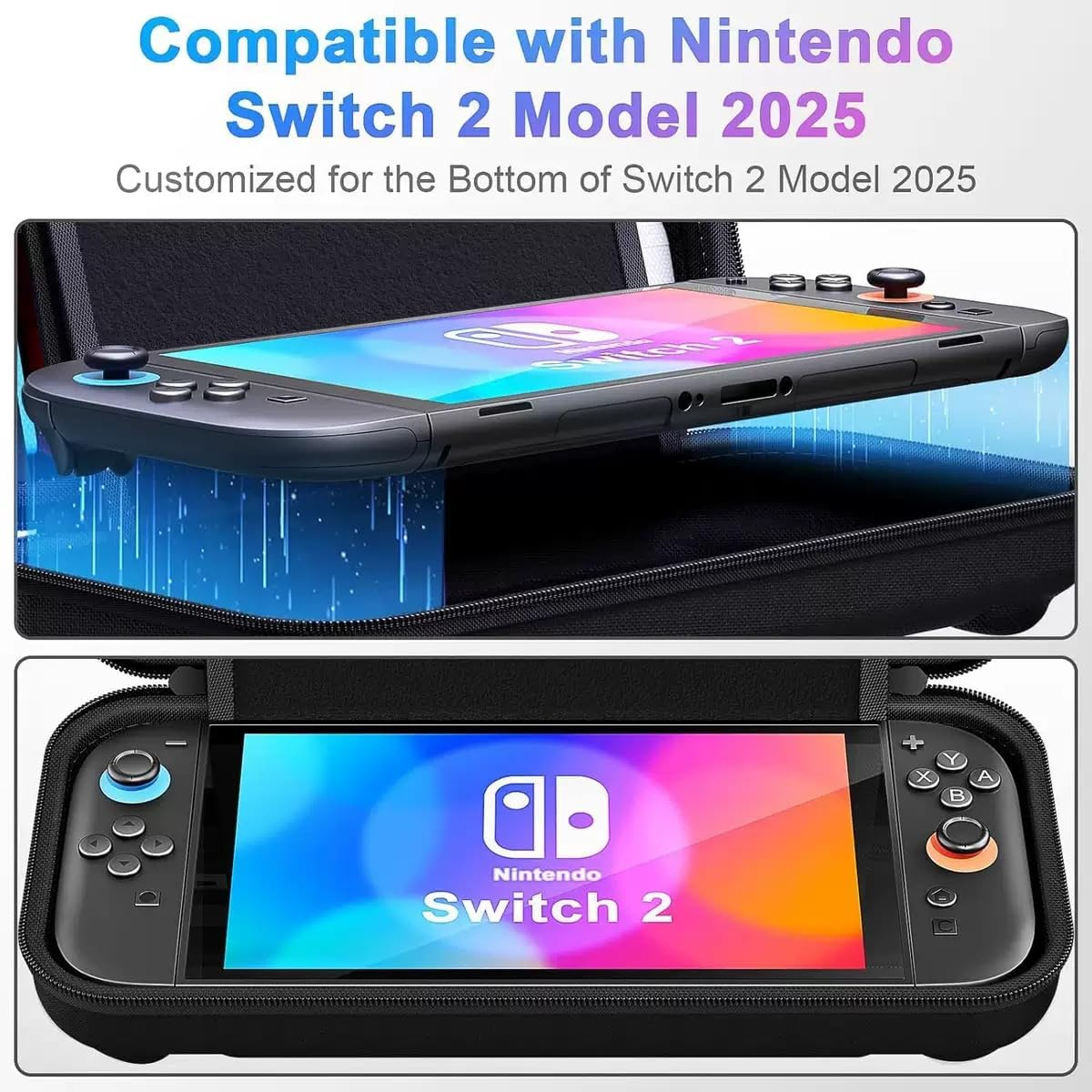 Carrying Case for 2025 Nintendo Switch 2,Large Capacity Storage Bag with 20 Game Card Slots,Hard Portable Travel Case with Switch 2 Protective Case and 2 Screen Protector